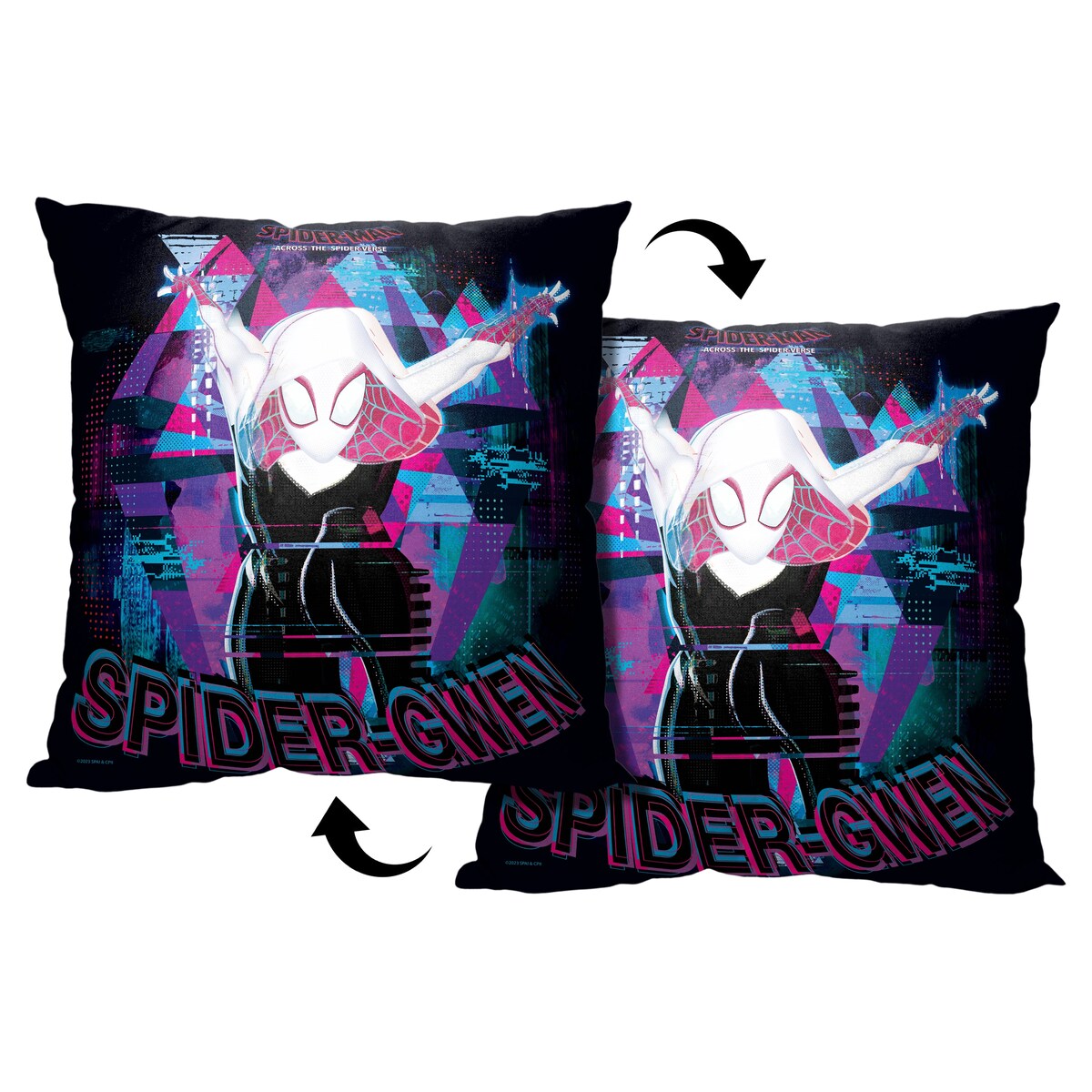 Marvel Spiderman Across the Spiderverse Glitchy Gwen 18 Inch Throw Pillow