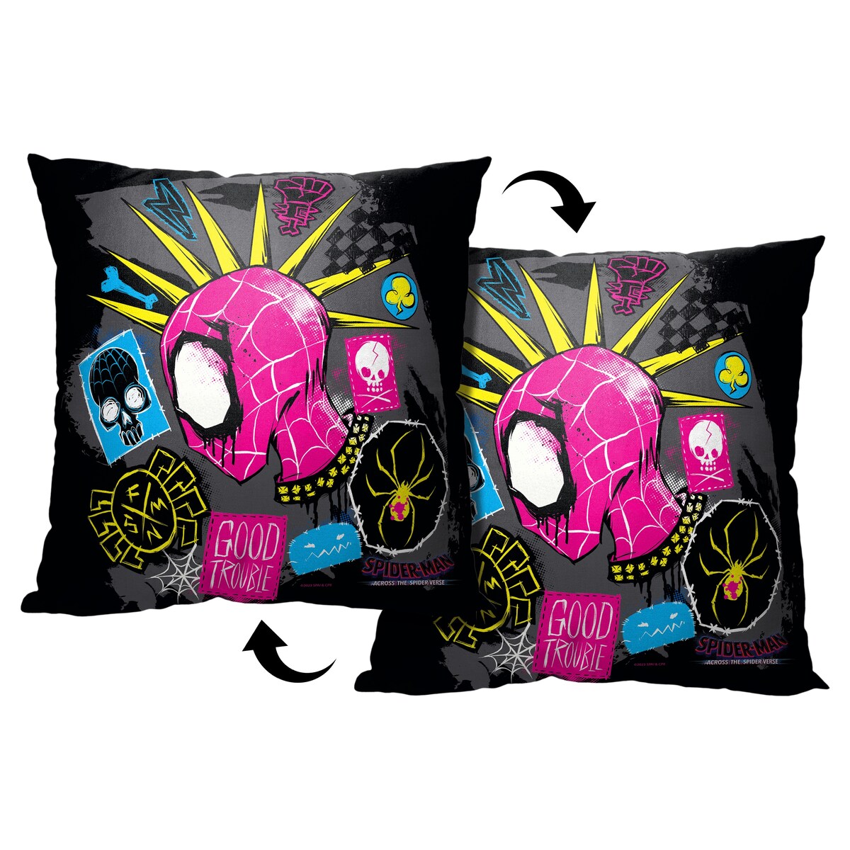 Marvel Spiderman Across the Spiderverse Good Trouble 18 Inch Throw Pillow