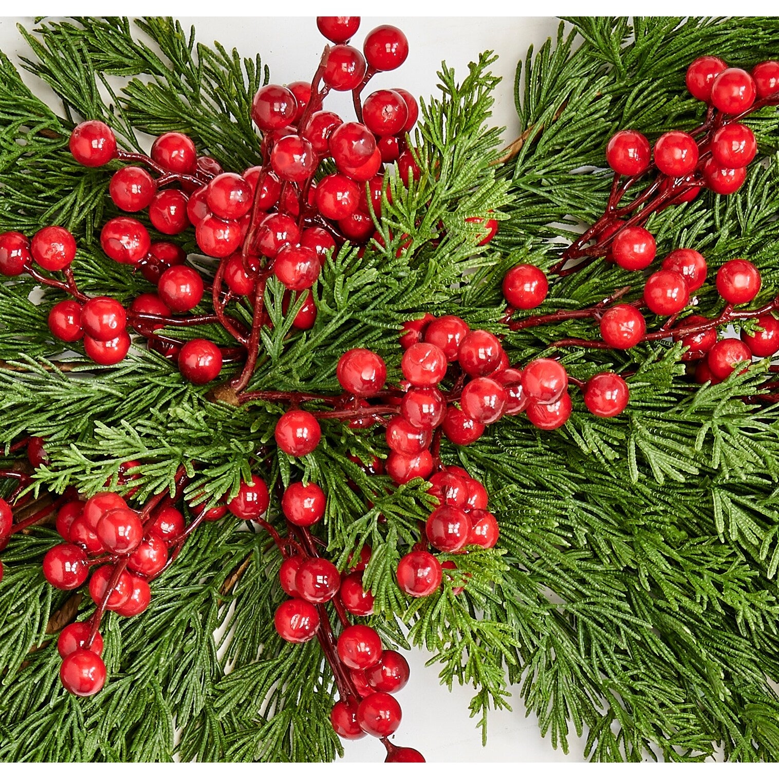 30 Christmas Artificial Red Berries Evergreen Pine Cypress Swag - 30