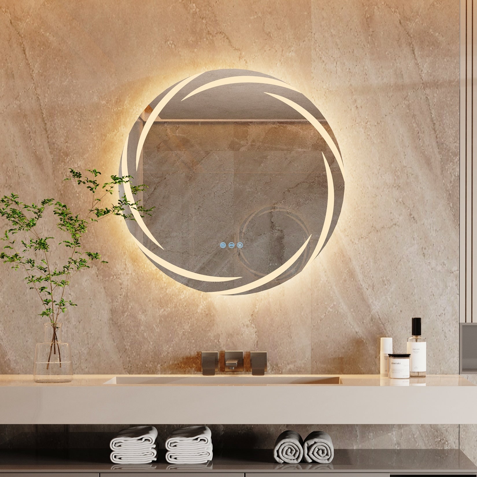 Waterproof LED Touch Light Bathroom Mirror Anti fog Vanity Dimmable