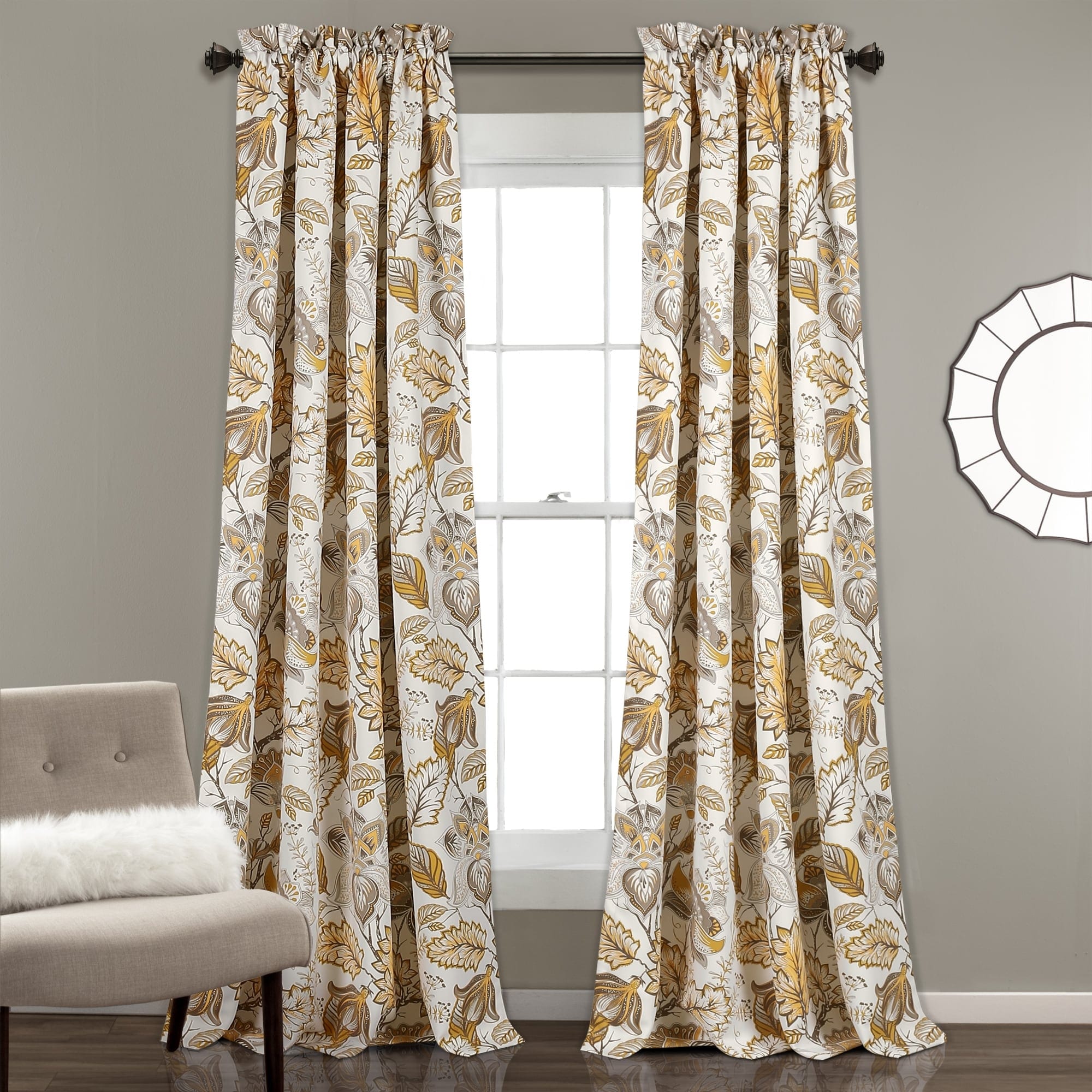 Lush Decor Cynthia Jacobean Room-darkening Curtain Panel Pair