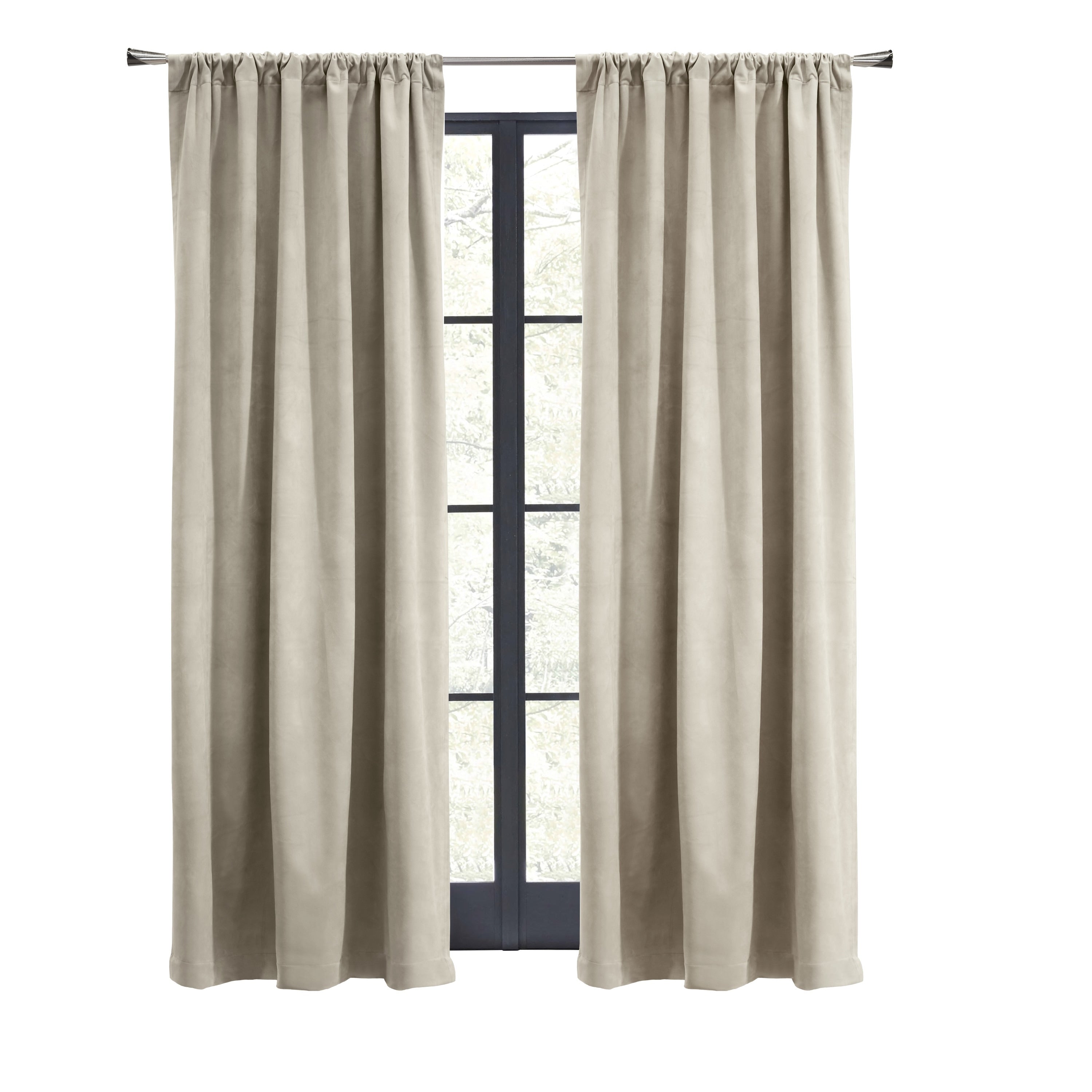 Seren Room Darkening Dual Header Velvety Curtain Panel