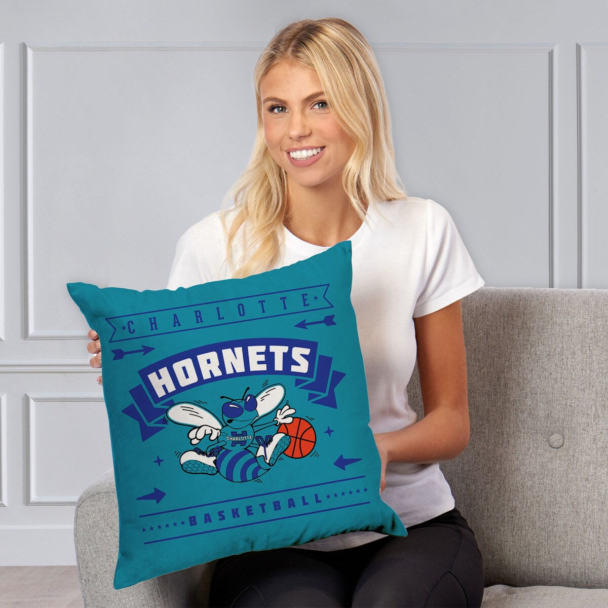 NBA Hardwood Classic Hornets Printed Throw Pillow - Blue