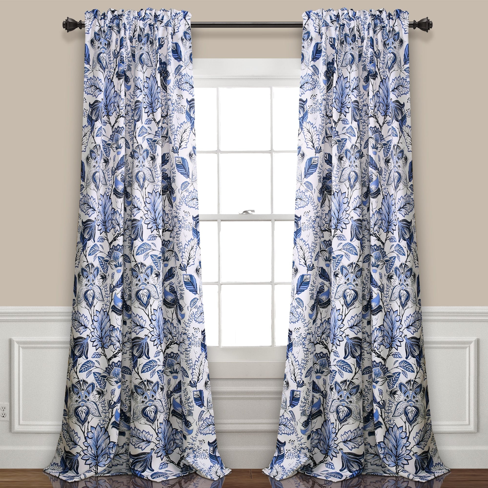 Lush Decor Cynthia Jacobean Room-darkening Curtain Panel Pair