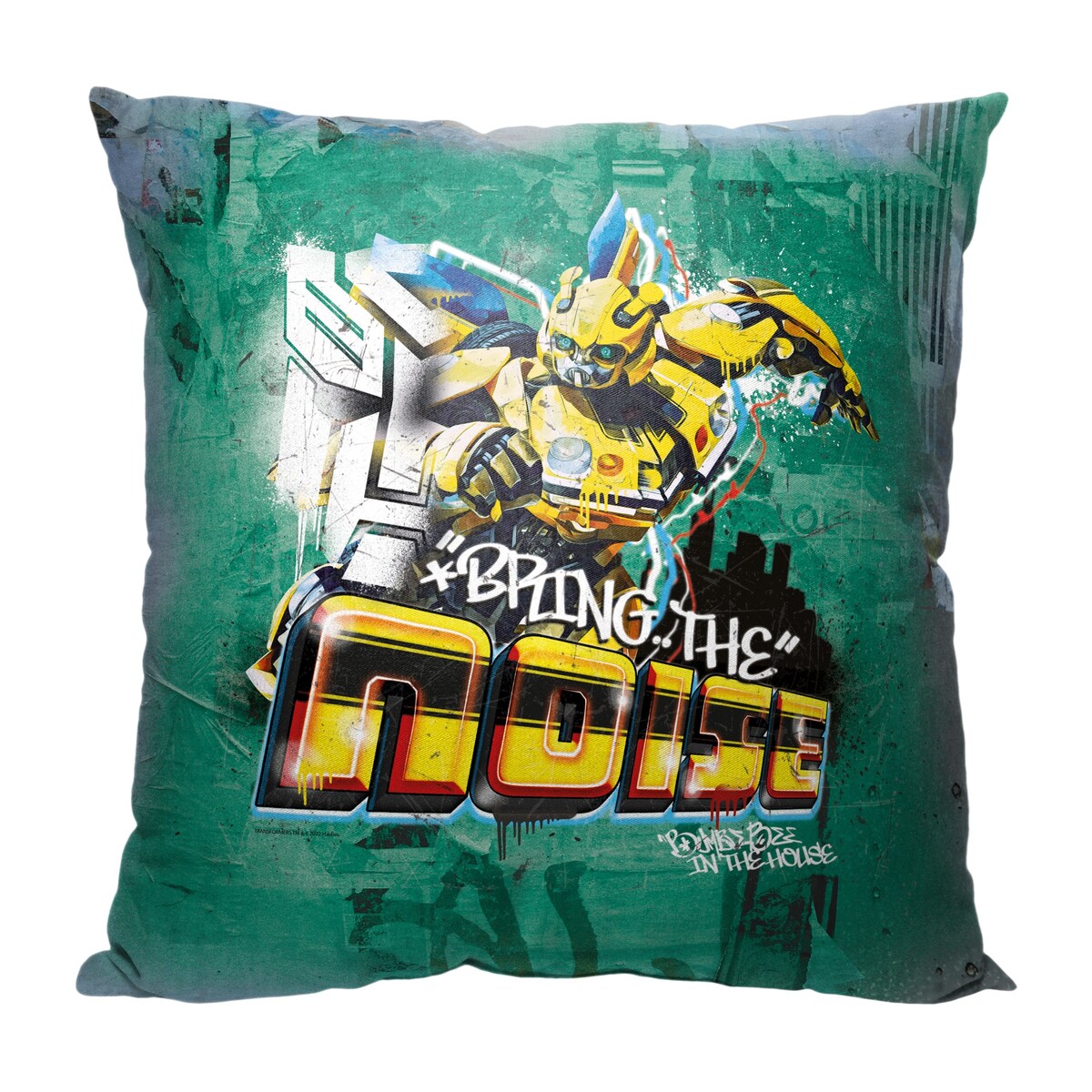 Hasbro Transformers: Rise of the Beasts Bumblebee in the House Printed Throw Pillow - Green