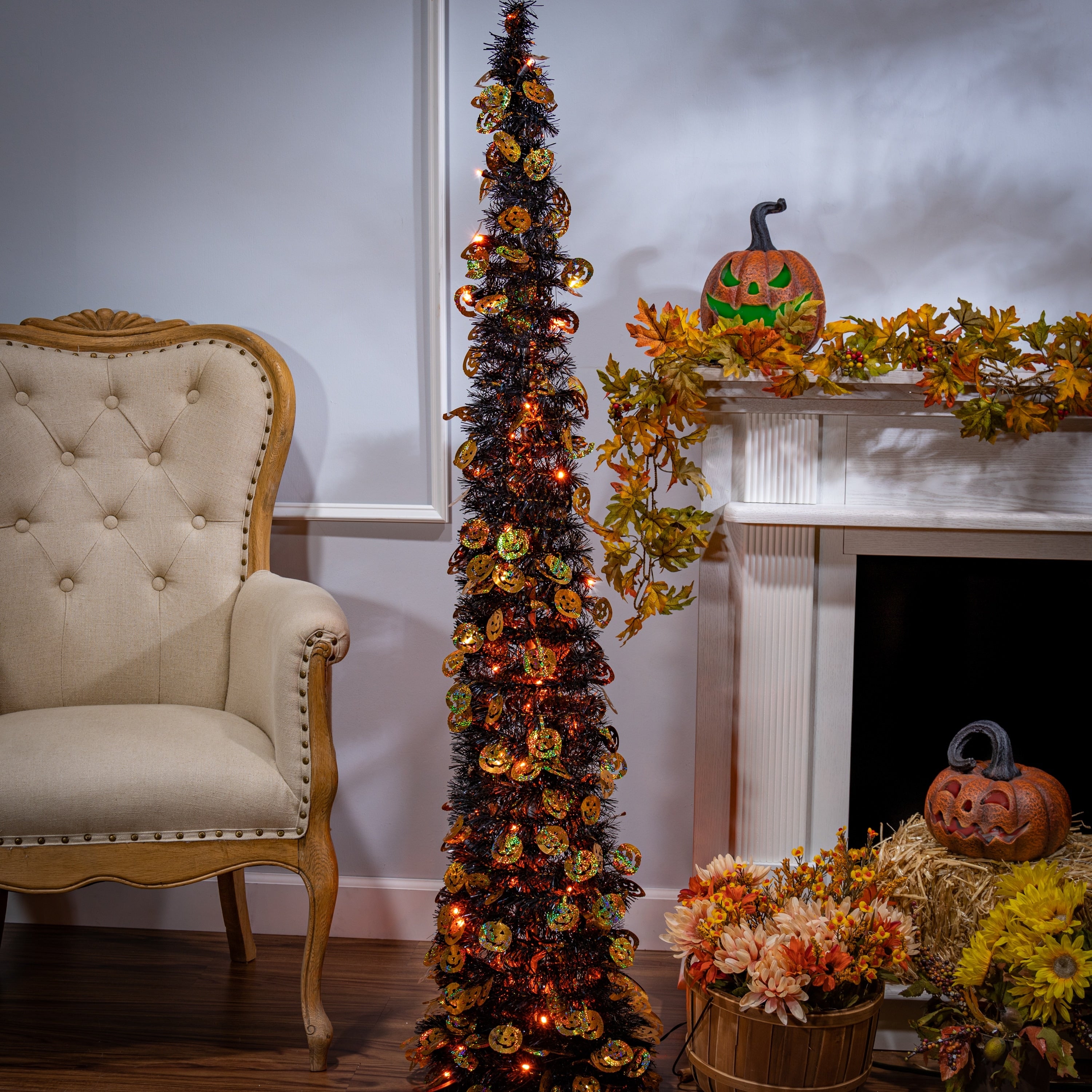 65 in. Illuminating Halloween Pop Up Tree