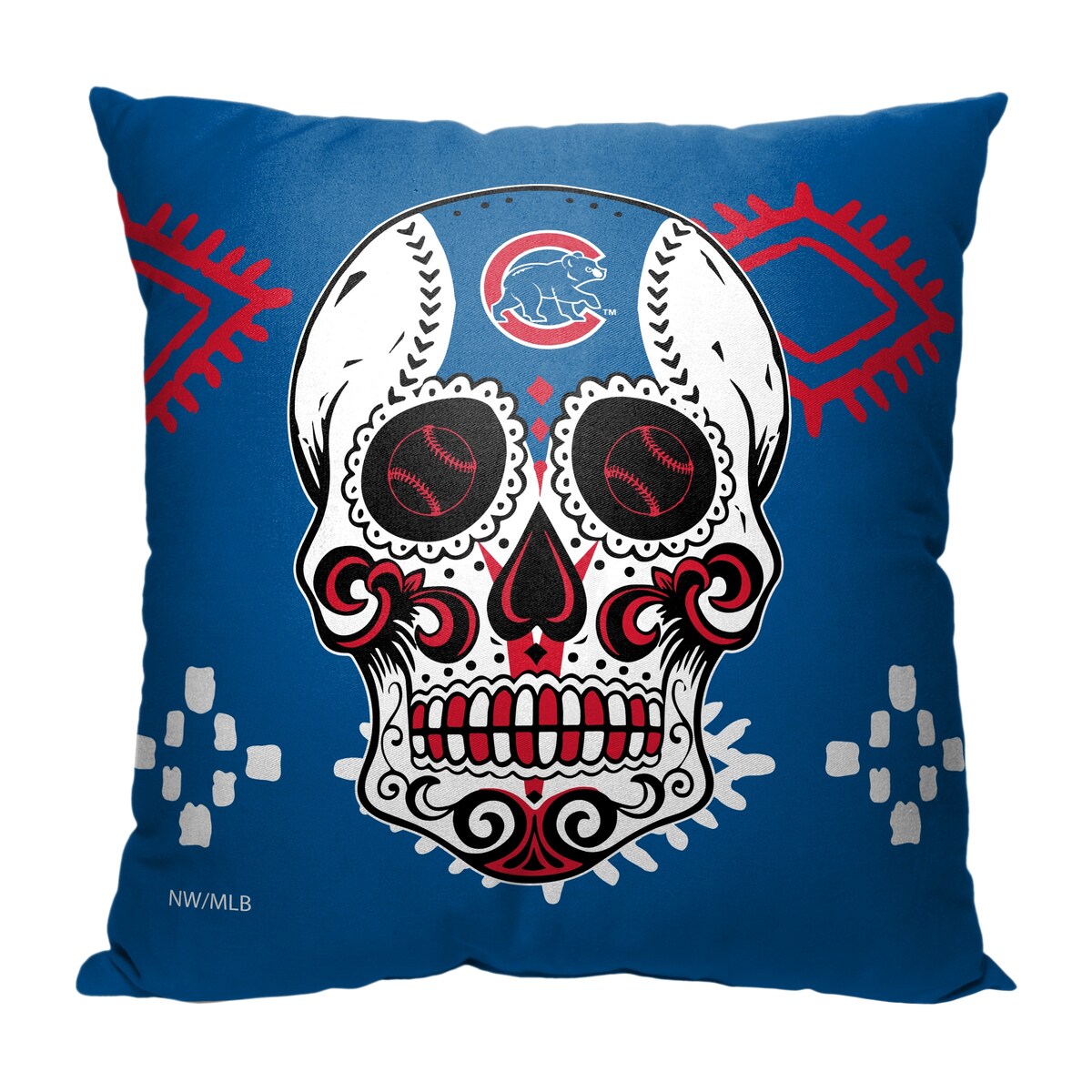 MLB Chicago Cubs Candy Skull 18 Inch Throw Pillow