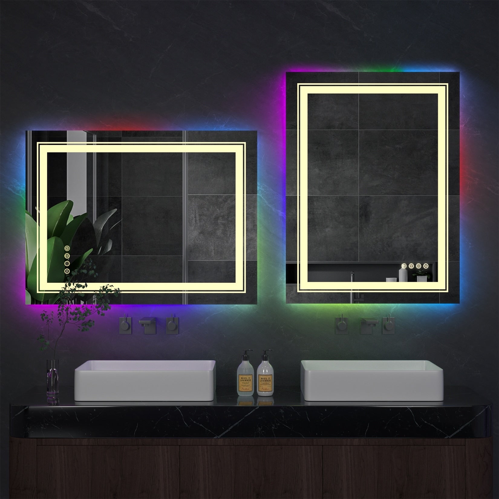 RGB LED Bathroom Mirror Front Light RGB Backlit Lighted Vanity Mirror