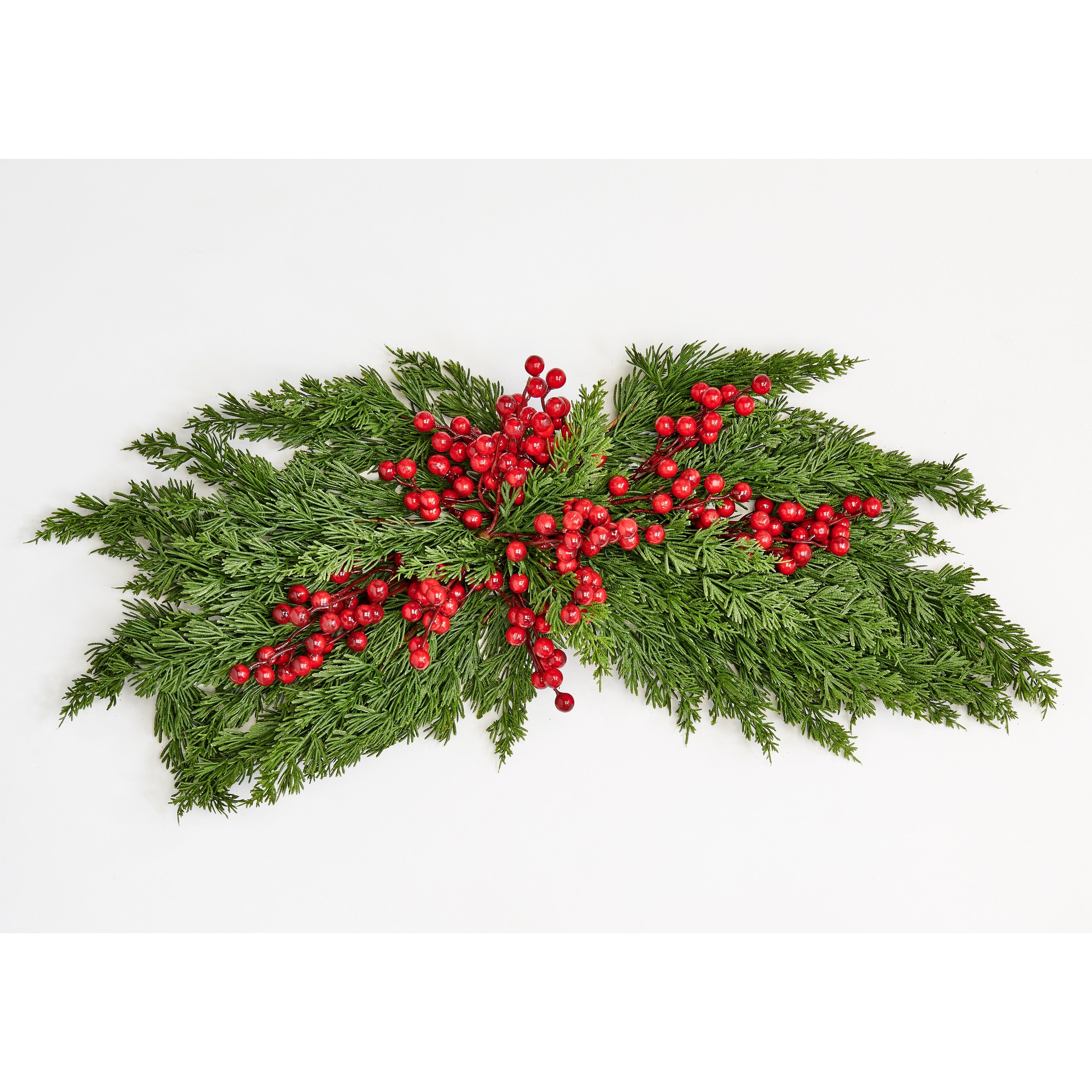 30 Christmas Artificial Red Berries Evergreen Pine Cypress Swag - 30