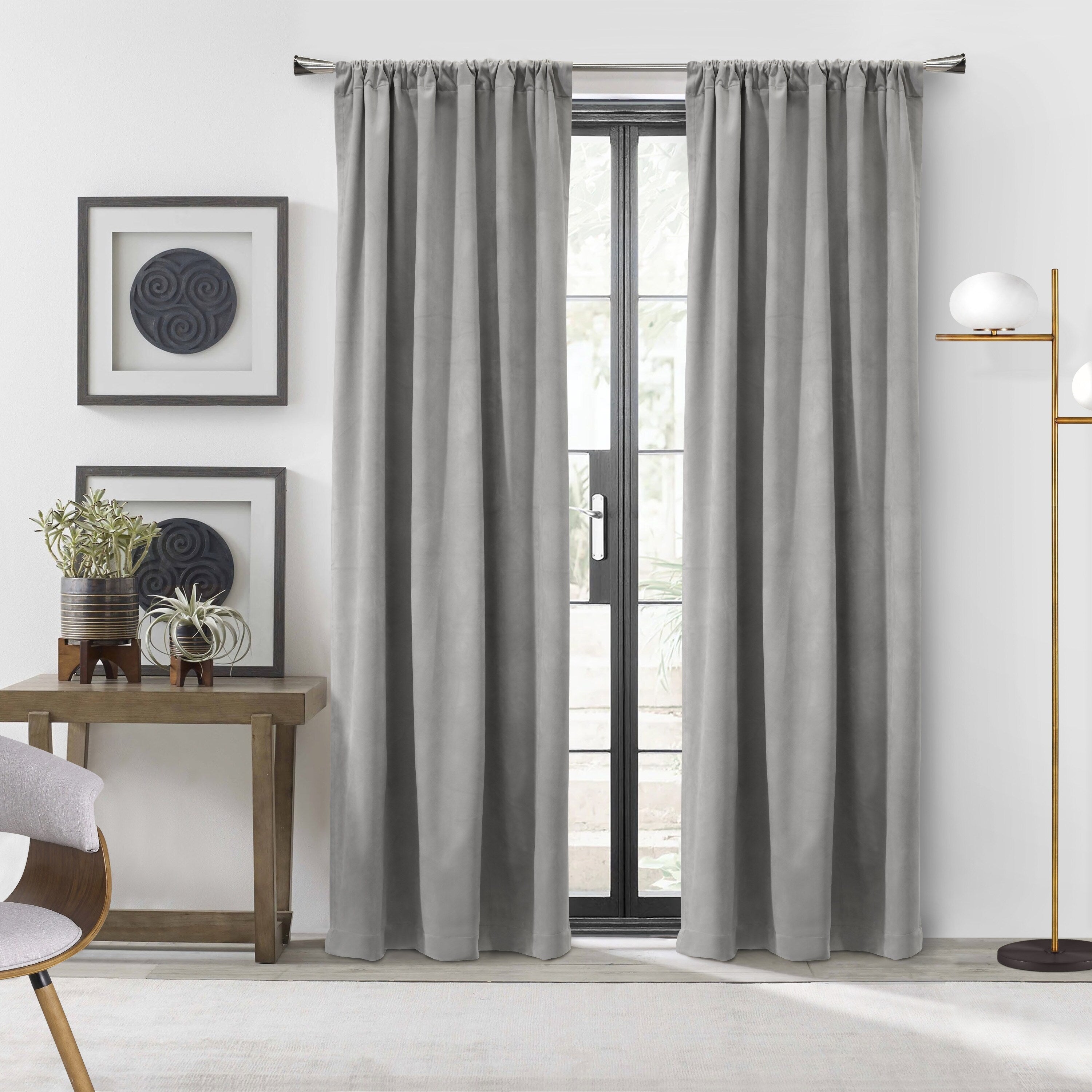 Seren Room Darkening Dual Header Velvety Curtain Panel