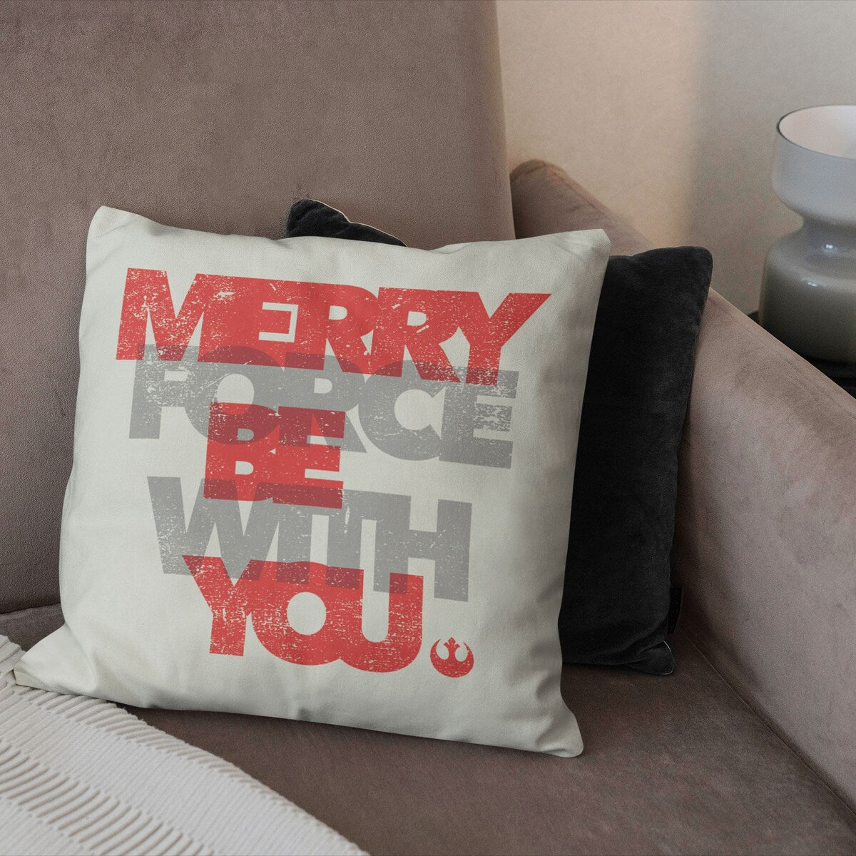 Star Wars Classic Merry Force with You Printed Throw Pillow - White