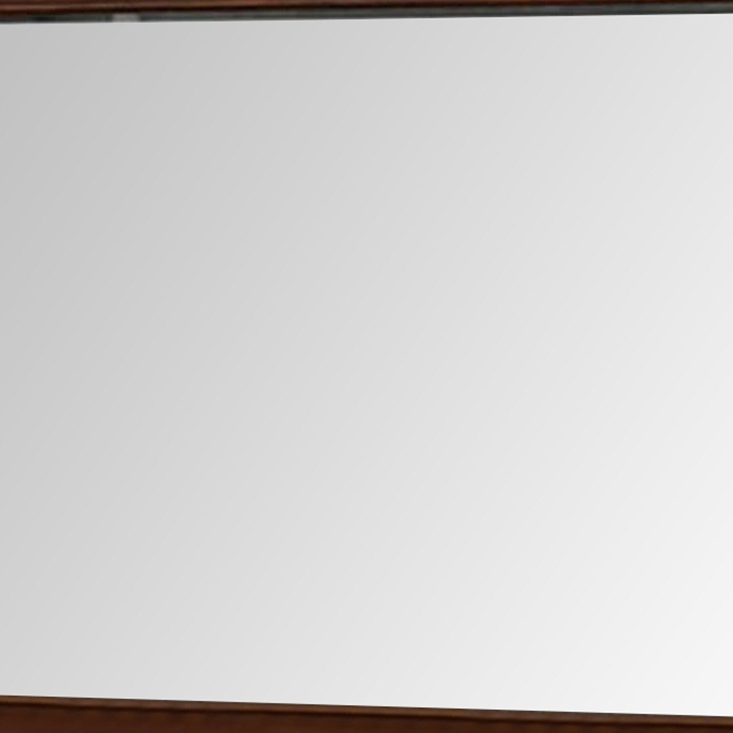 44 Inch Wall Mirror, Molded Trim, Rectangular Wood Frame, Cherry Brown