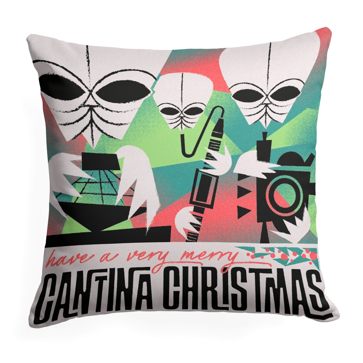 Star Wars Classic Cantina Christmas Printed Throw Pillow - White