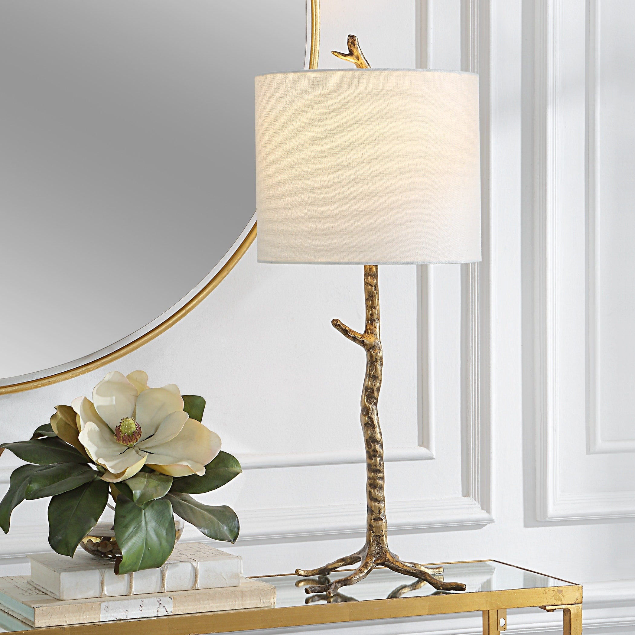 Rustic Table Lamp with Gold Finish - 12D x 12W x 29.5H