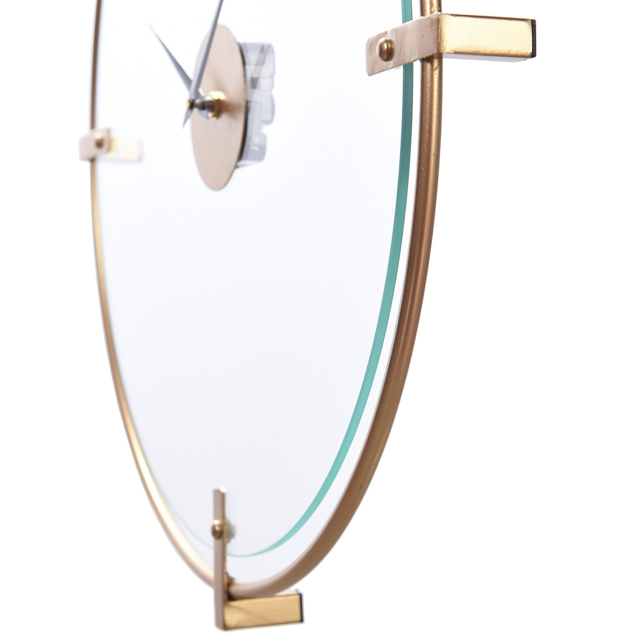 Modern Wall Clock With Floating Glass Dial - Matte Gold Finish