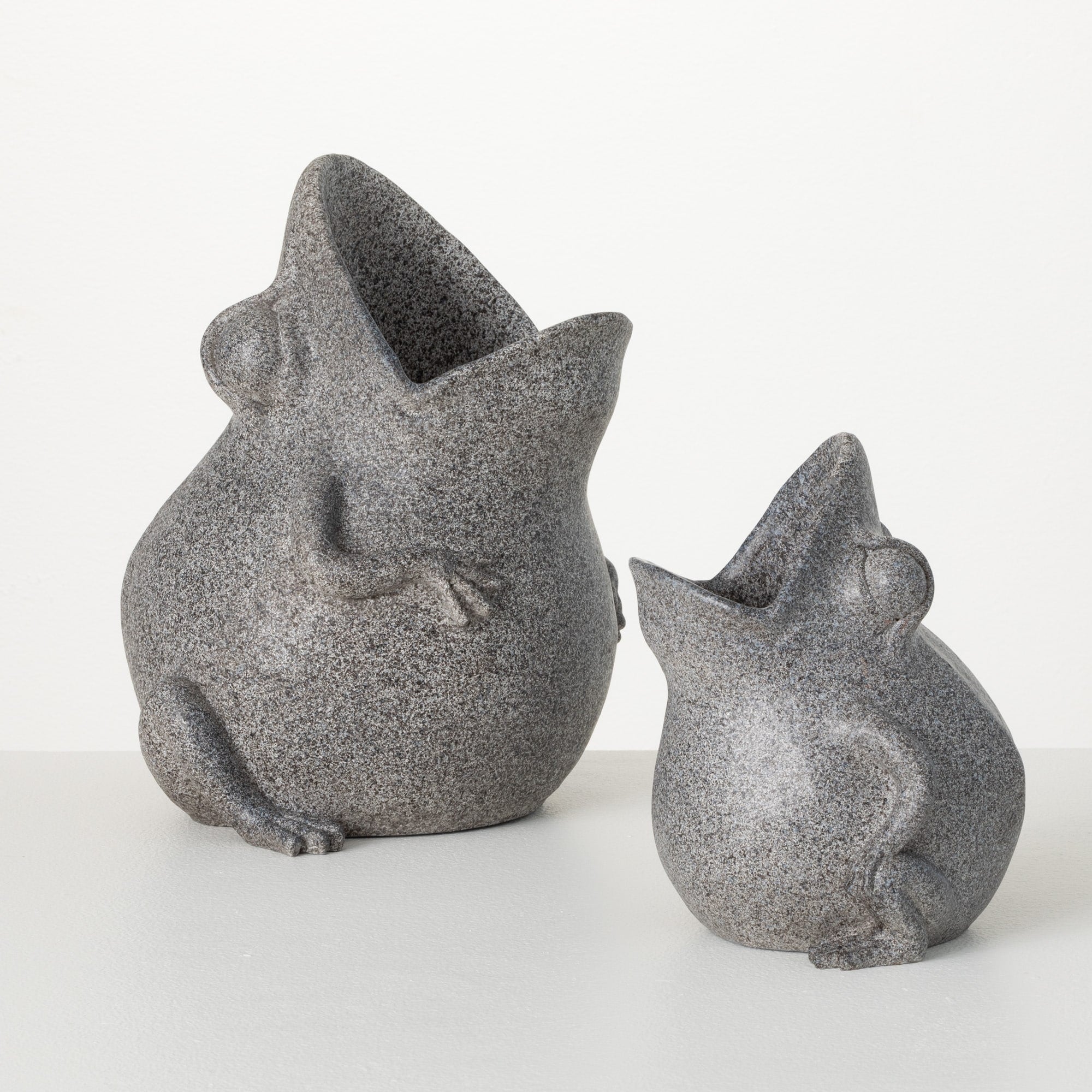 13.25H Sullivans Tongue-In-Cheek Frog Planters Set of 2, Gray - 10L x 7.5W x 13.25H, 7.5L x 5.5W x 9.25H