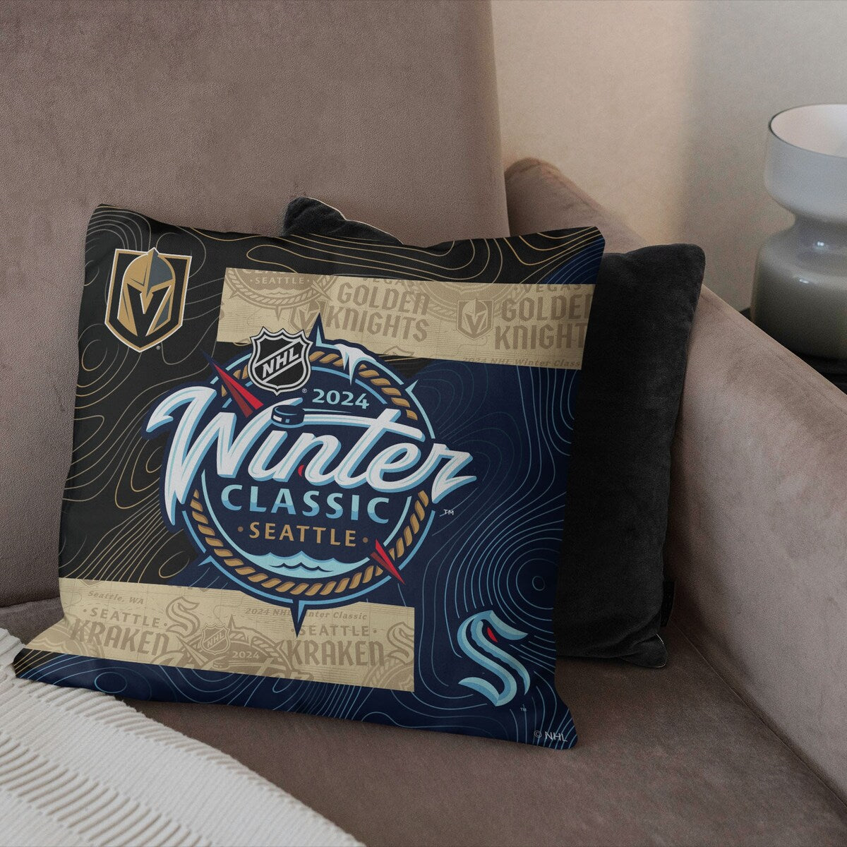 NHL 2024 Winter Classic Submerge Printed Throw Pillow - Black