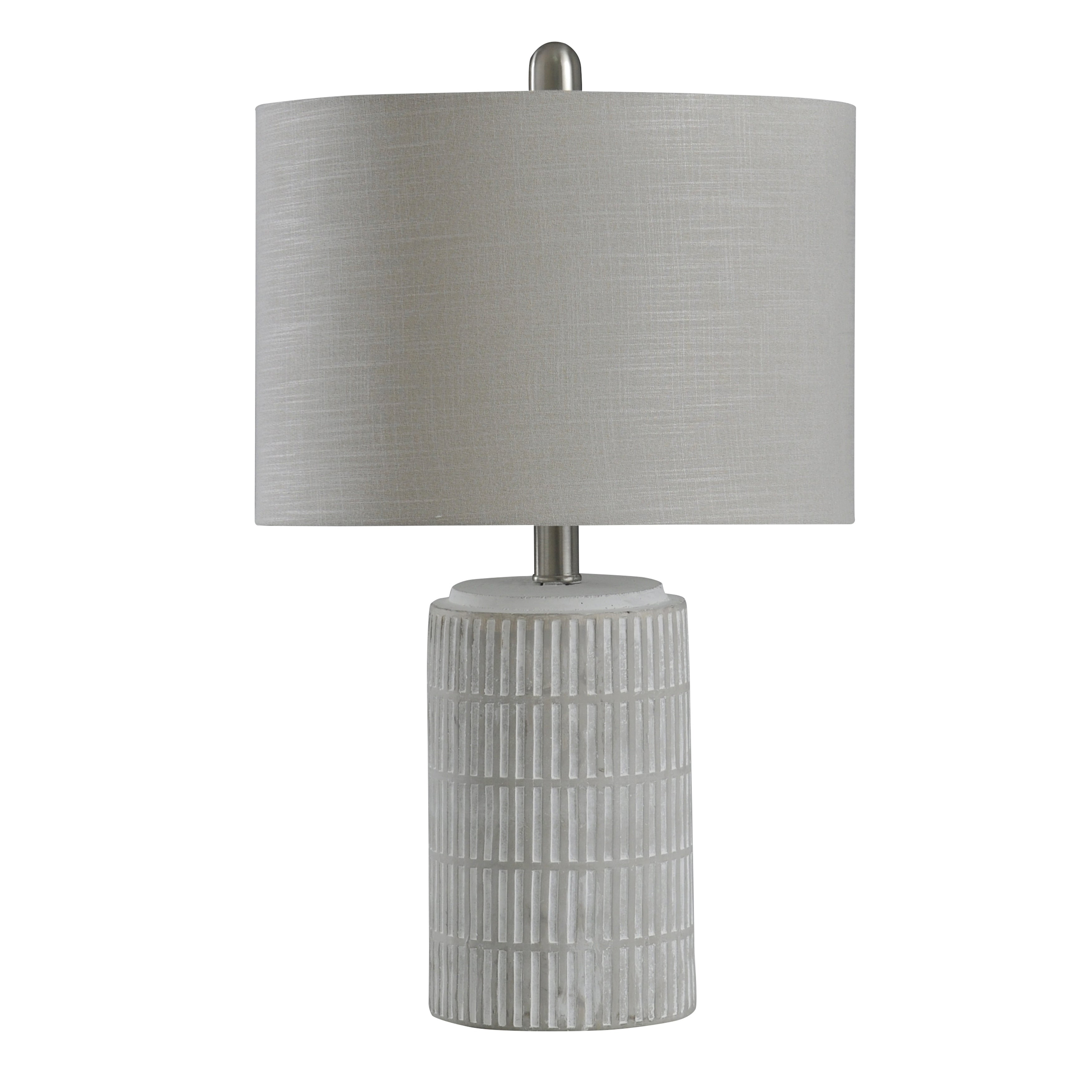 StyleCraft Joni Ceramic Table Lamp - Distressed Gray/White Finish - Heathered Light Gray Drum Shade