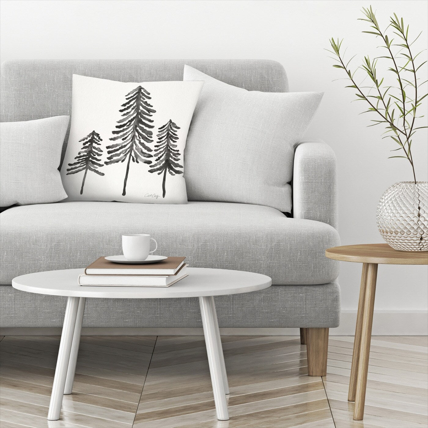 Pine Trees Black - Decorative Throw Pillow