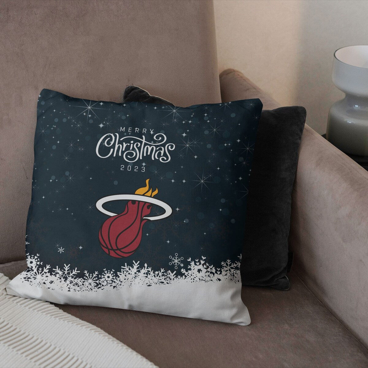 NBA Christmas 2023 Heat Printed Throw Pillow - Blue