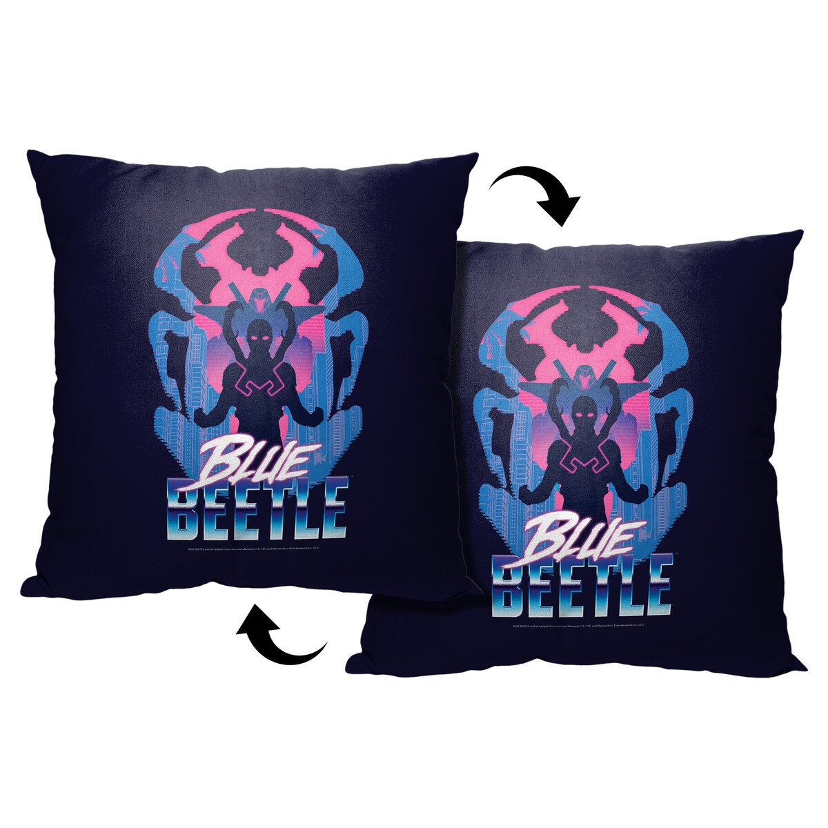 WB Blue Beetle Palmera City Printed Throw Pillow - Black