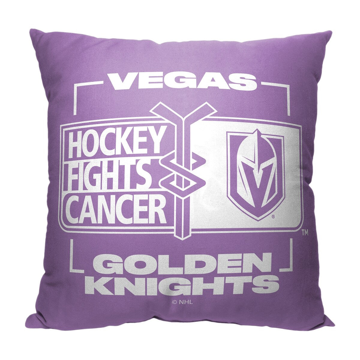 NHL Hockey Fights Cancer Fight For Golden Knights Printed Throw Pillow - Purple