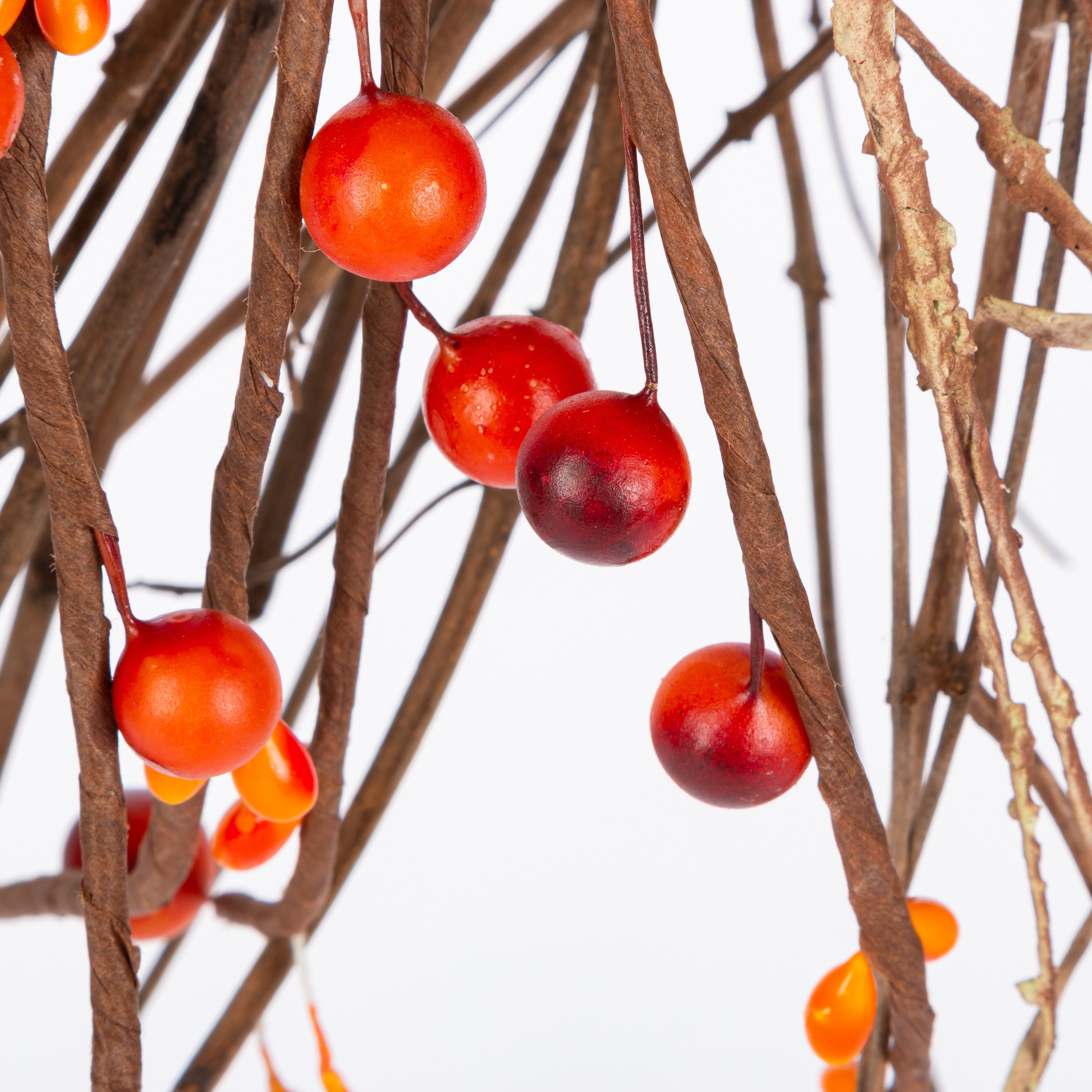 Gold Accented Dried Twig and Autumn Berries Wreath