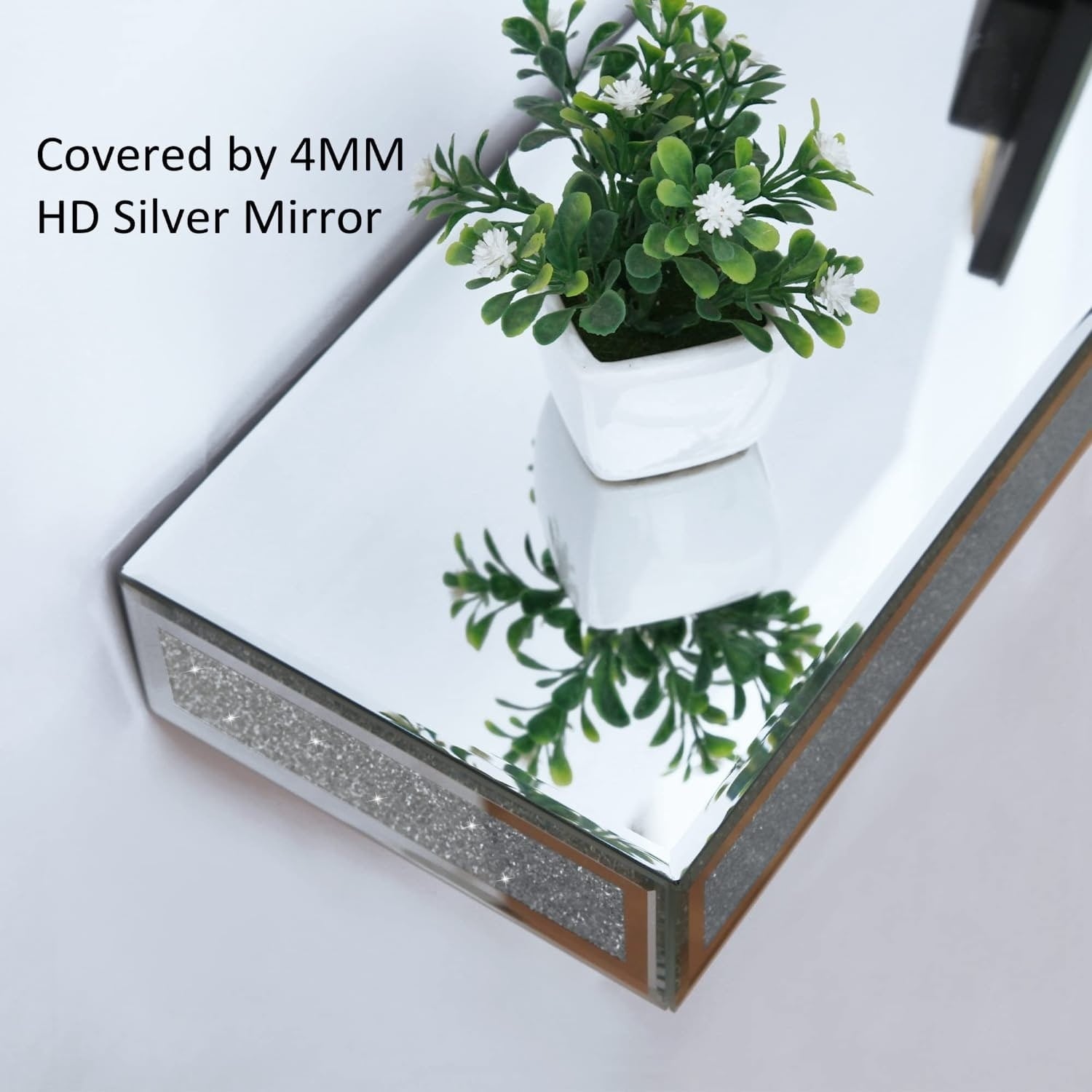 2 Piece Mirror Floating Wall Shelf for Home Kitchen