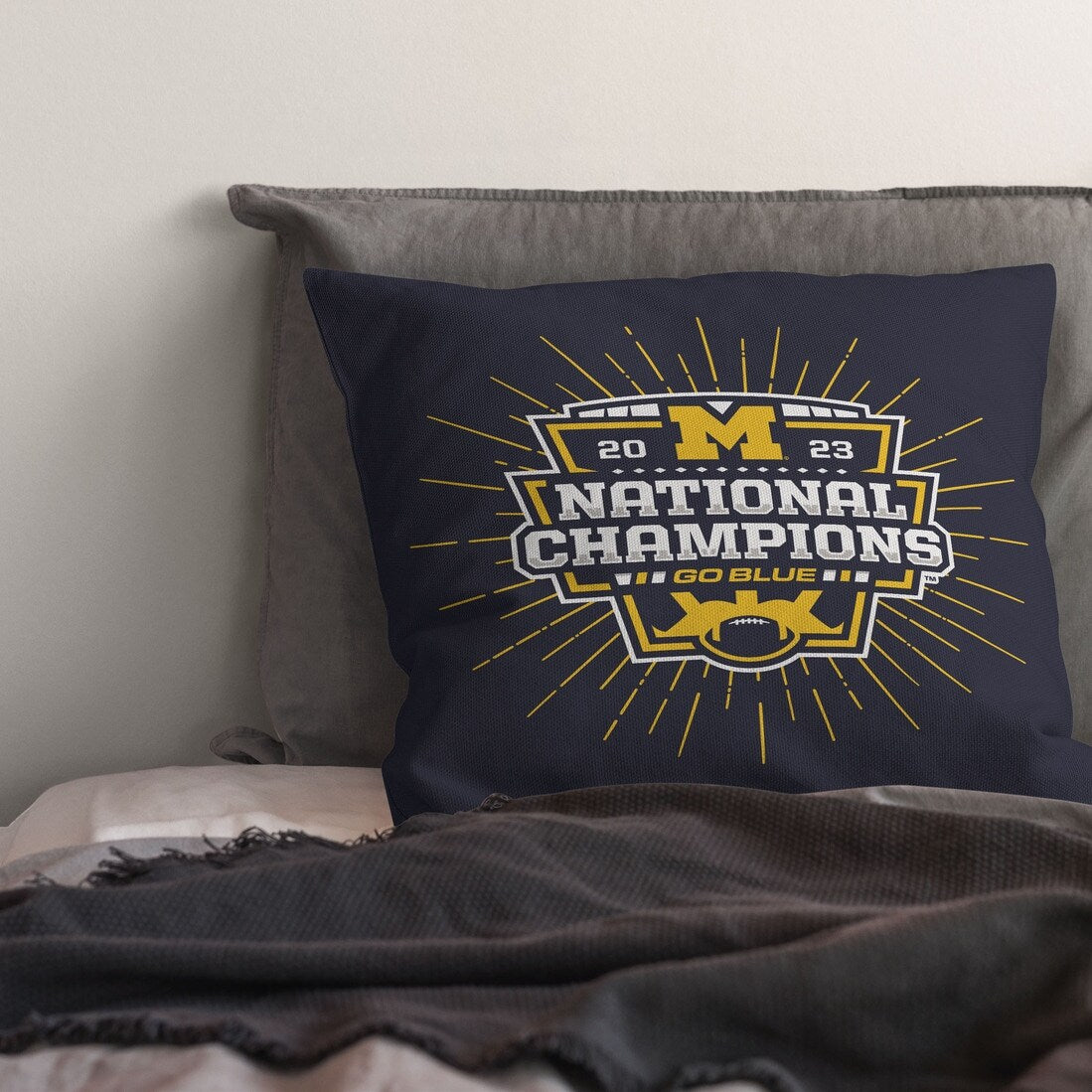 NCAA 2023 FBC Intimidate Michigan Printed Throw Pillow - Blue