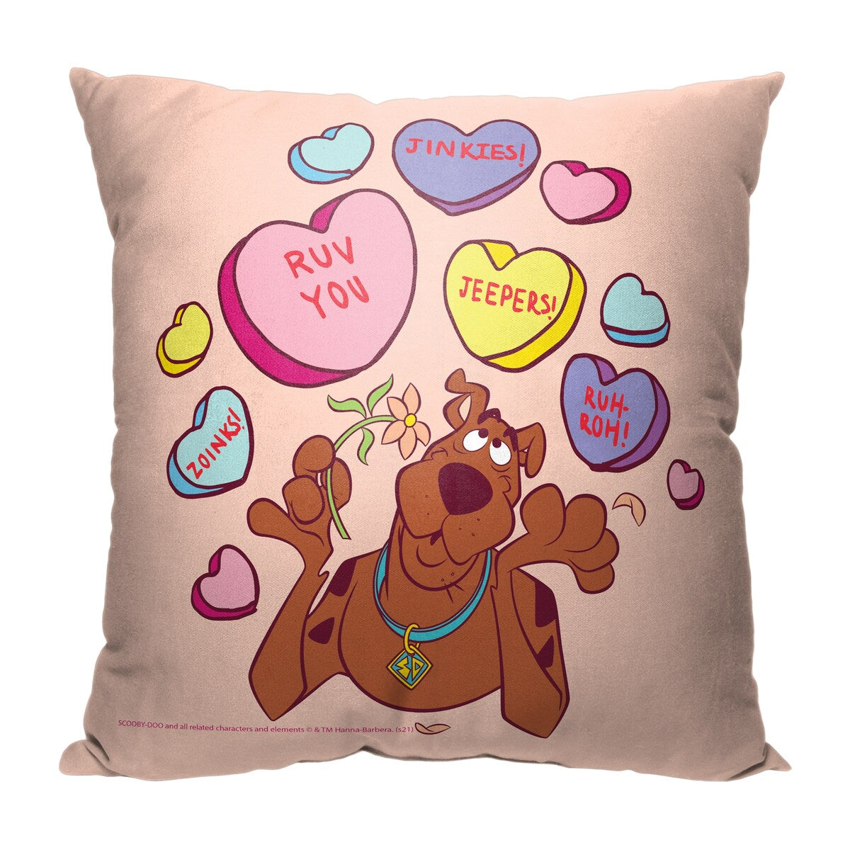 Warner Brothers Scooby Doo Candy Hearts 18 Inch Throw Pillow