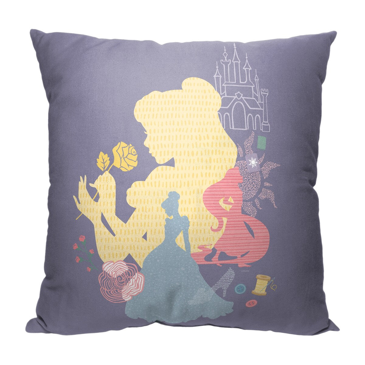 Disney Princess Royal Silhouette Printed Throw Pillow - Purple