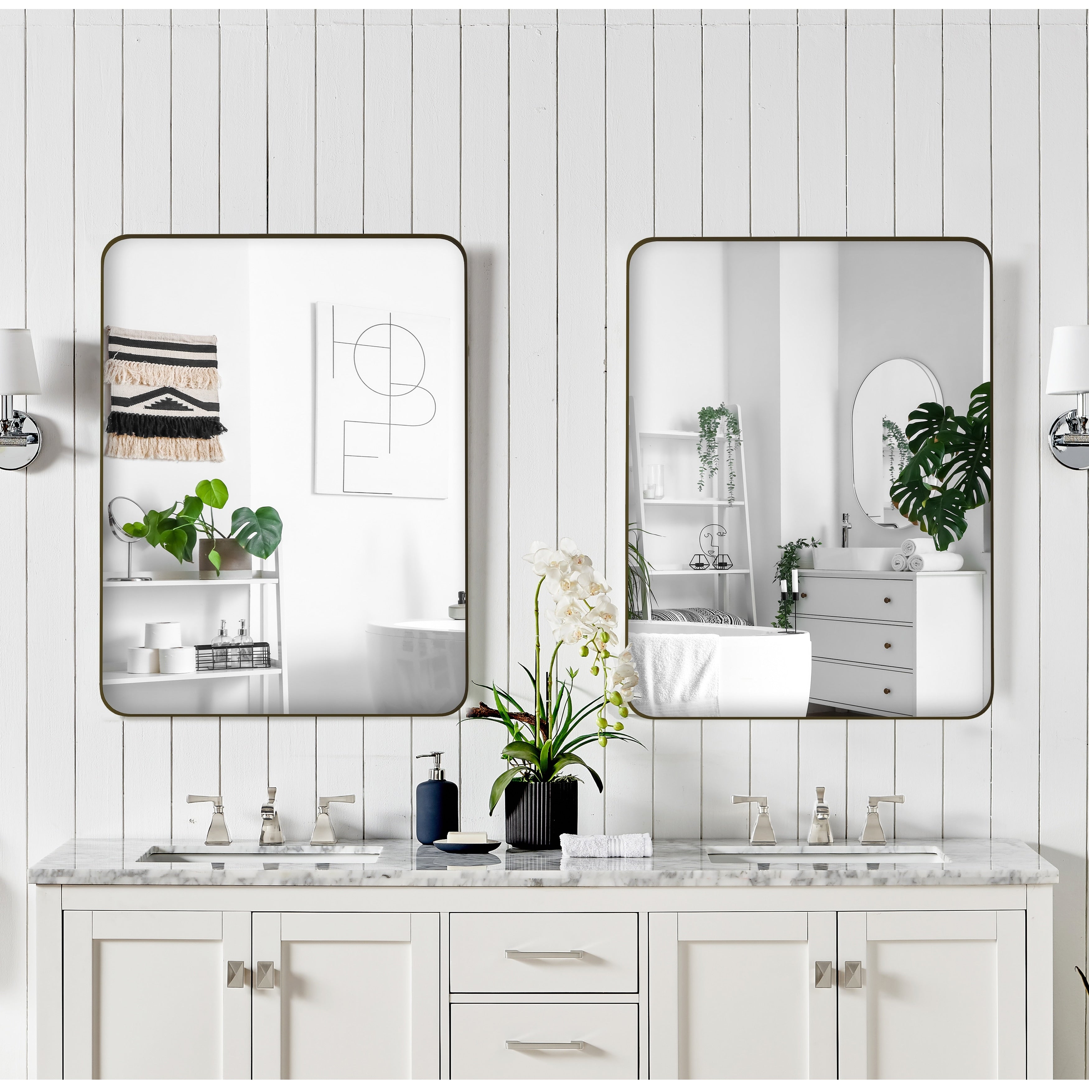 Wall Mirror 24x36 Inch Black Rectangular Mirror Metal Framed Mirror Vanity Mirror Dressing Mirror, for Bathroom, Living Room