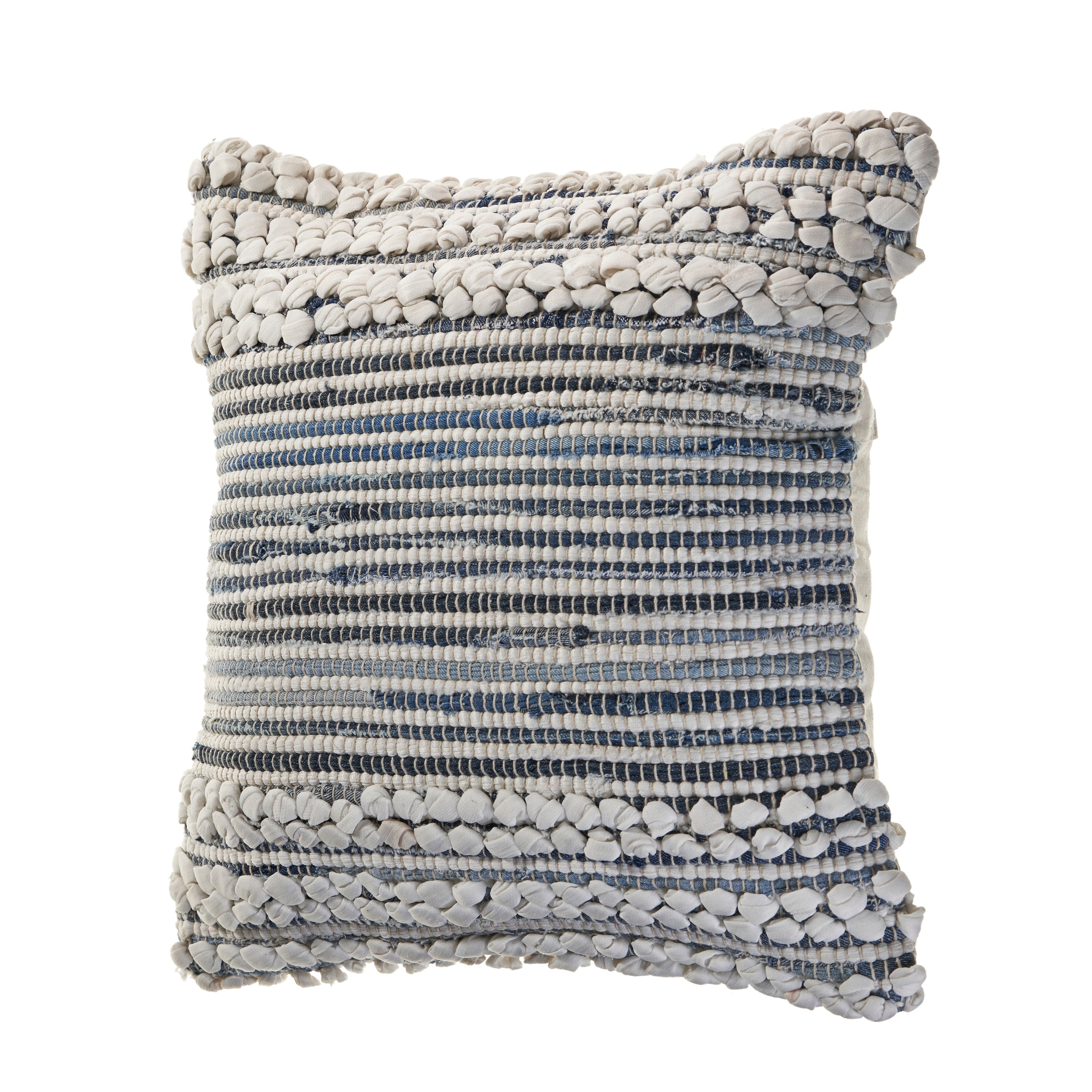 Sevita Blue/Ivory Stripe Cotton Blend Throw Pillow, Set of 2