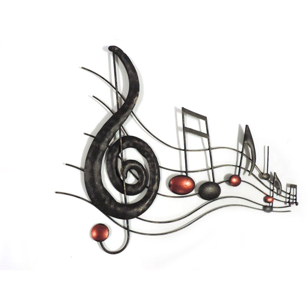 Metal Musical Notes Wall Hanging Art Decor, Black and Copper