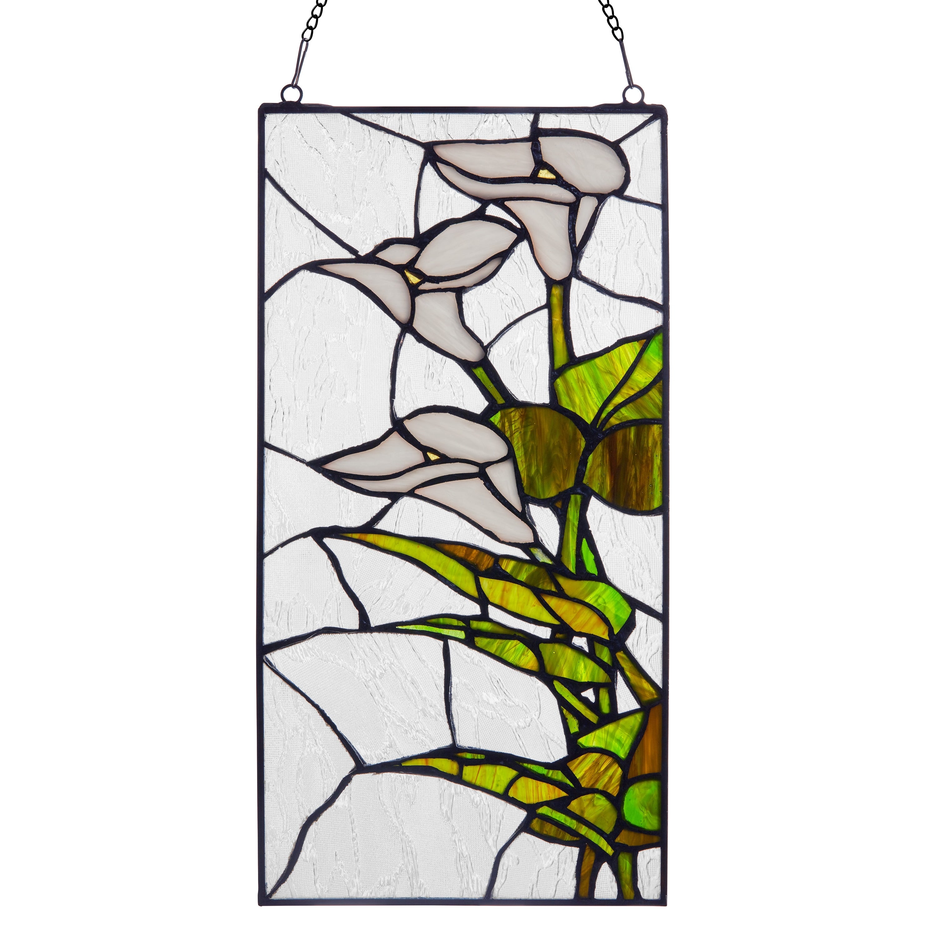 River of Goods 16-Inch Traditional Floral Stained Glass Window Panel - 8 x 0.25 x 16