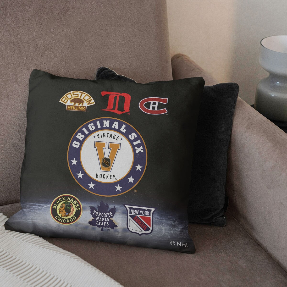 NHL First Six Printed Throw Pillow - Black