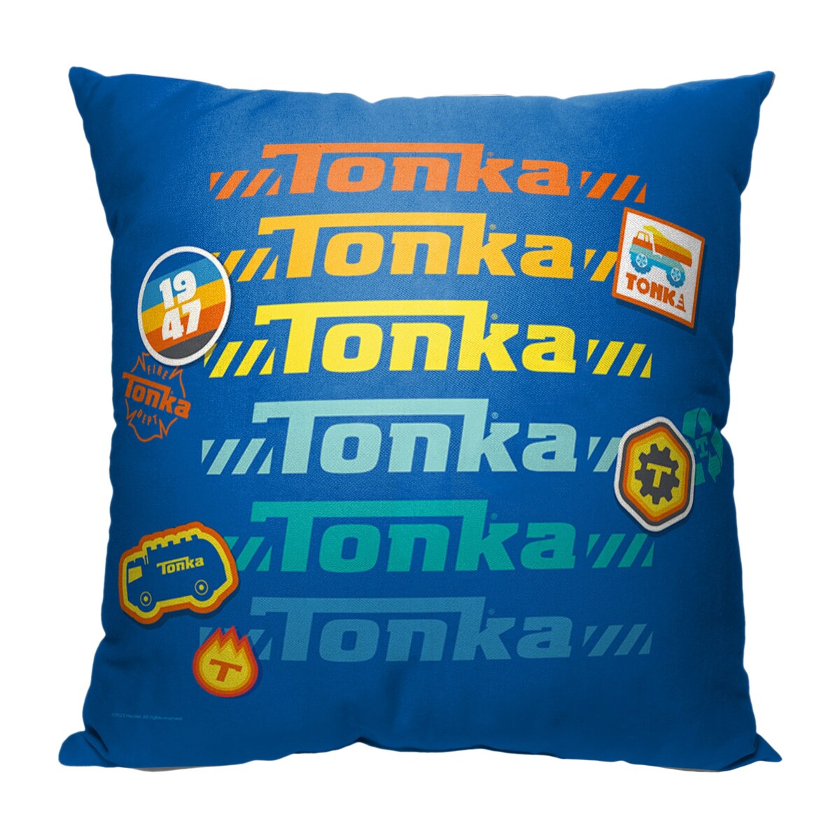 Hasbro Tonka Tonka Stickers Printed Throw Pillow - Blue