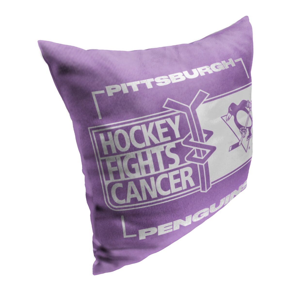 NHL Hockey Fights Cancer Fight For Penguins Printed Throw Pillow - Purple