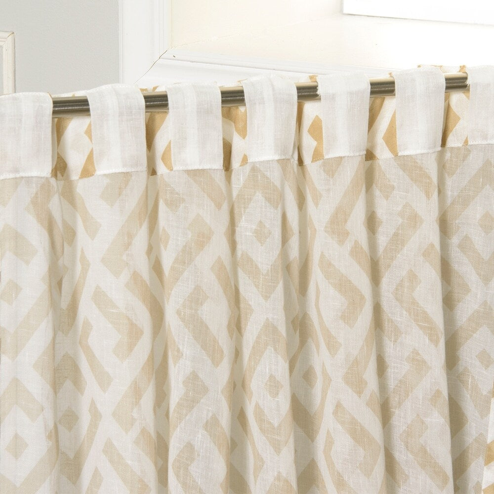 Aurora Home Faux Linen Modern Geometric Curtain Panel Pair