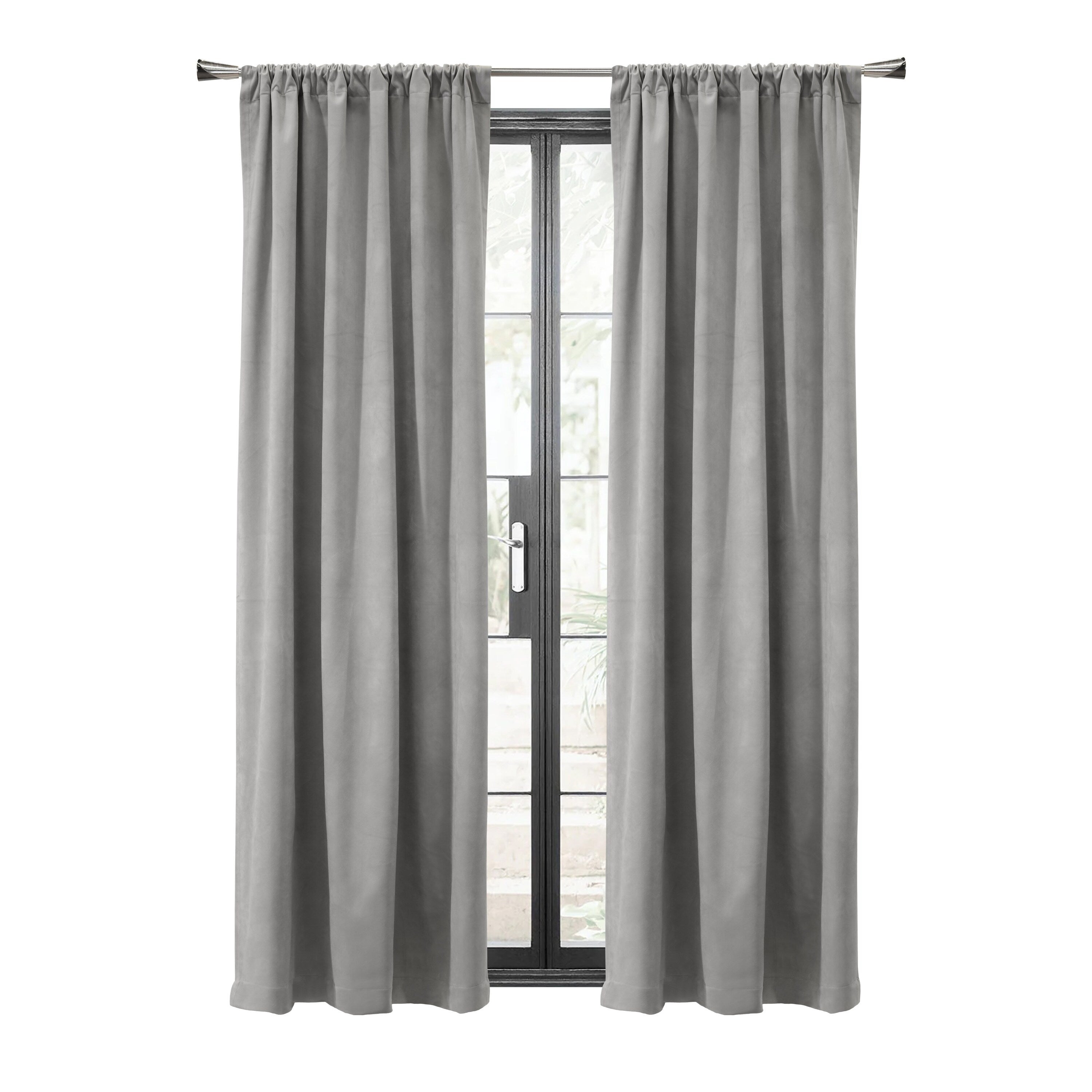 Seren Room Darkening Dual Header Velvety Curtain Panel