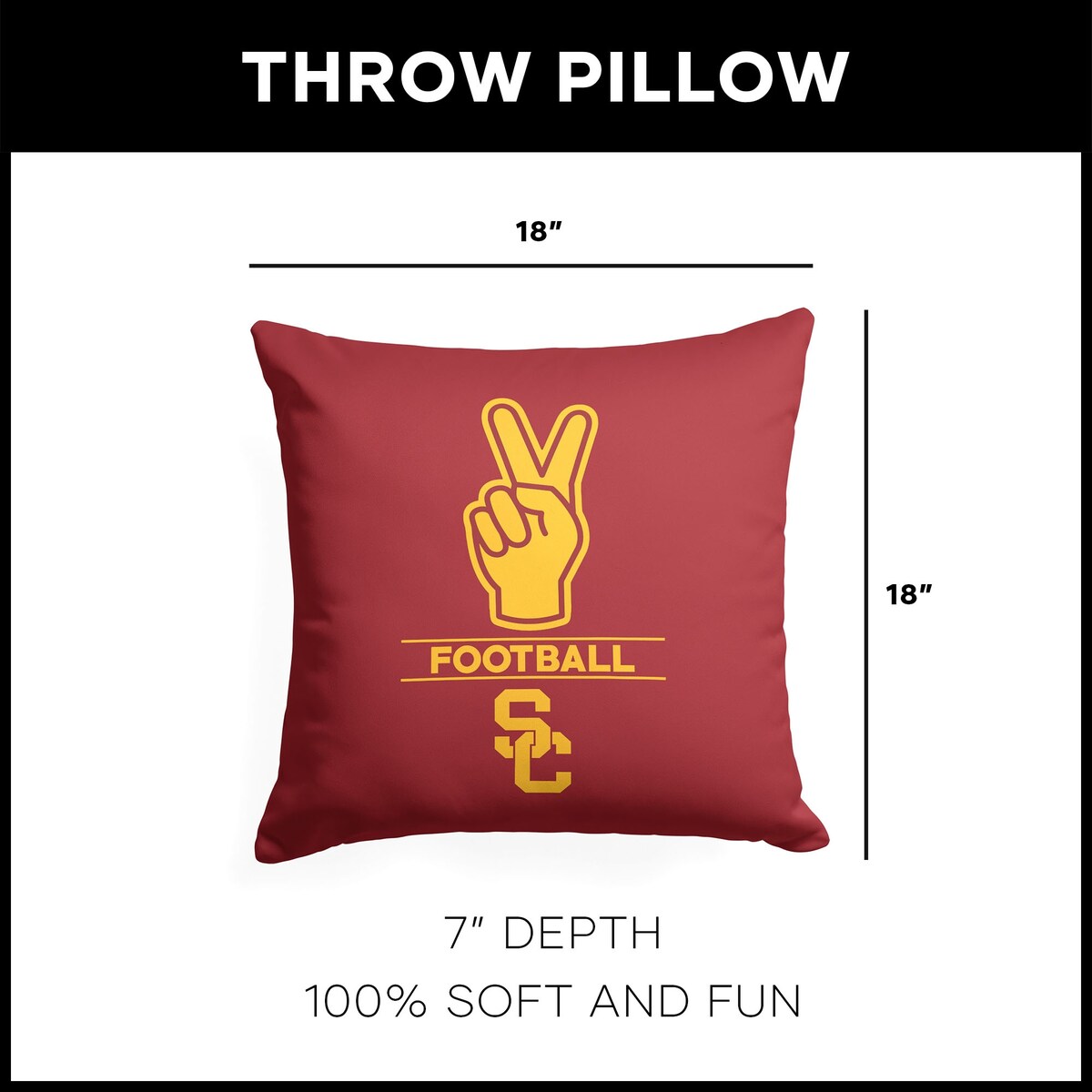 NCAA USC Number 1 Fan Printed Throw Pillow - Red