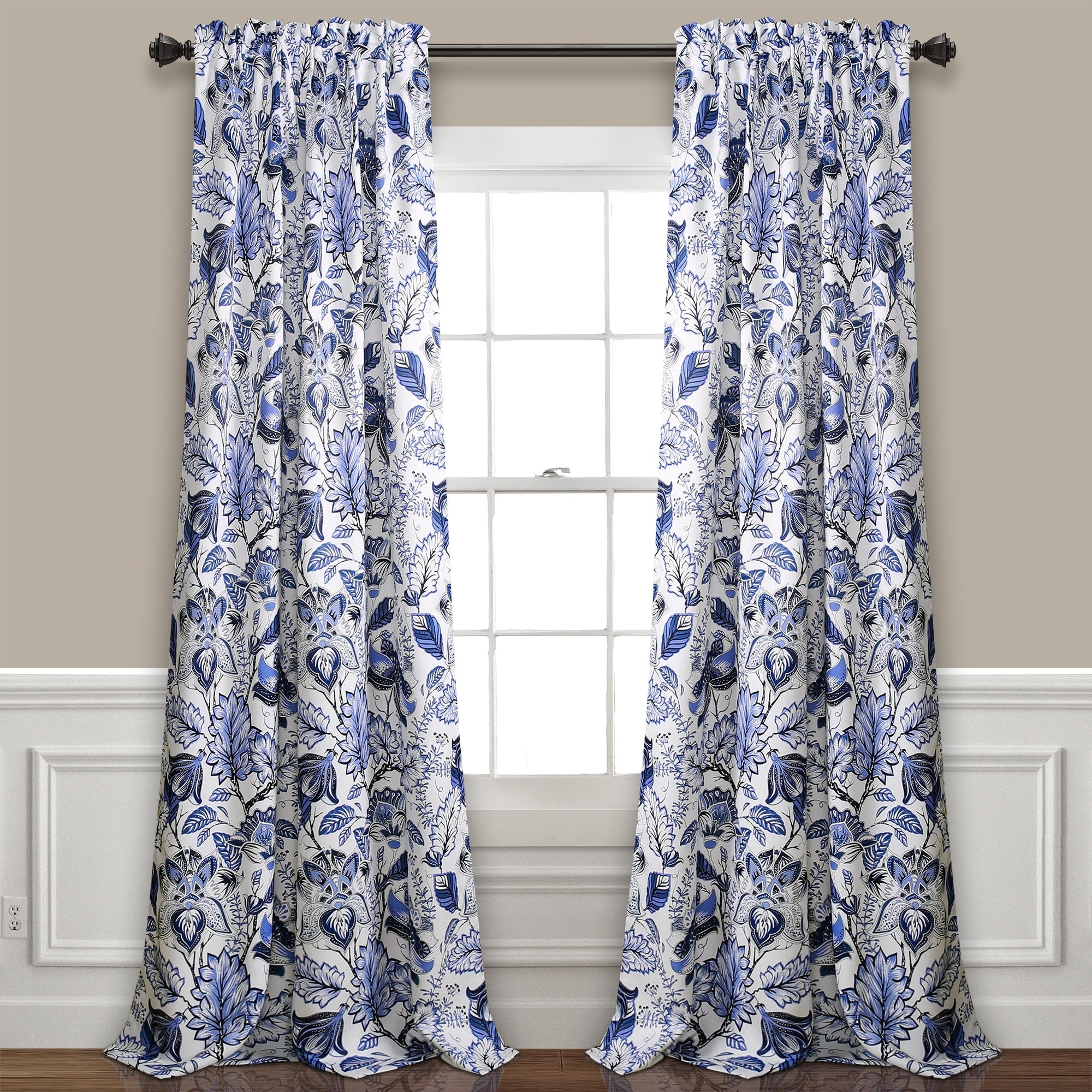 Lush Decor Cynthia Jacobean Room-darkening Curtain Panel Pair