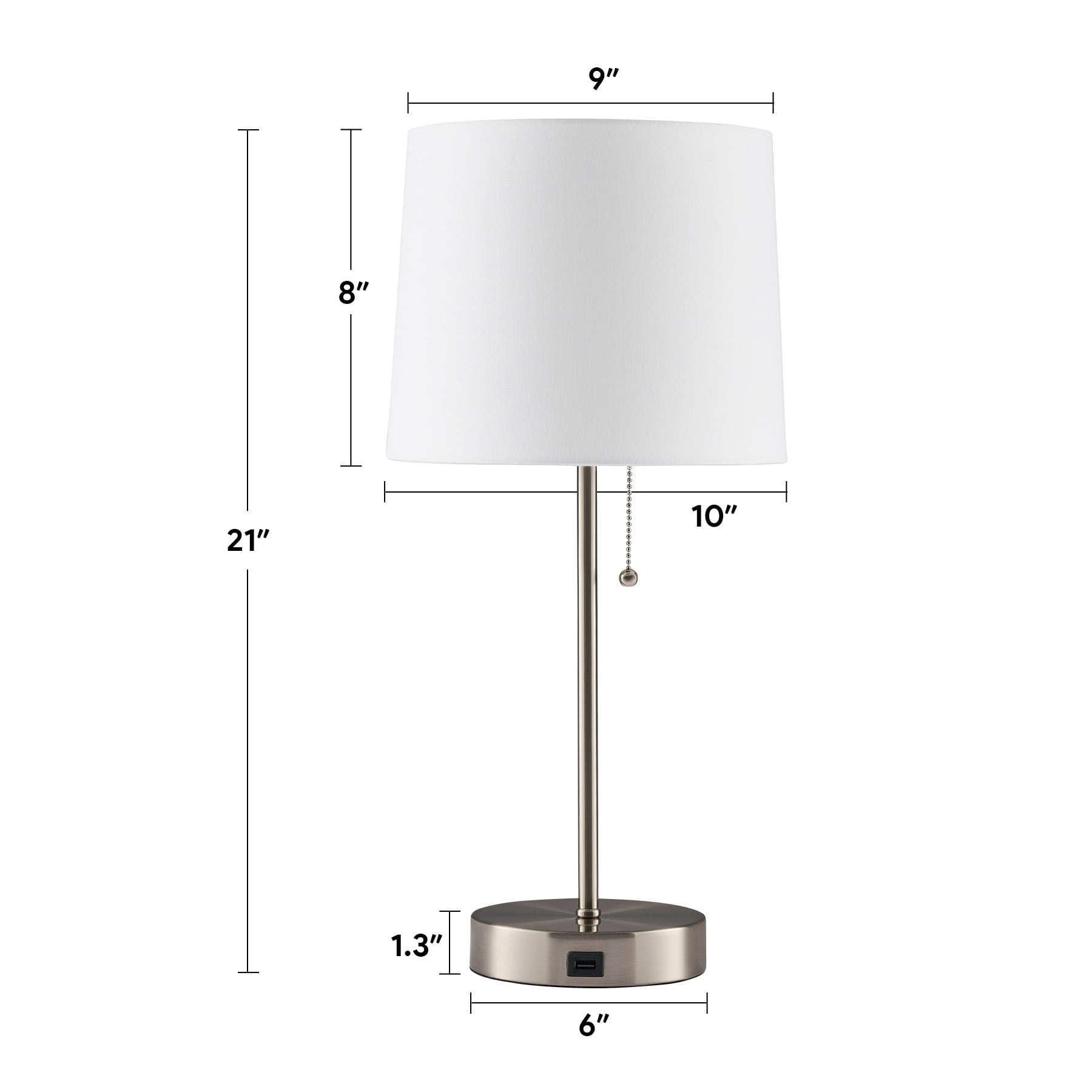 CO-Z Brushed Nickel Table Lamp with USB Set of 2