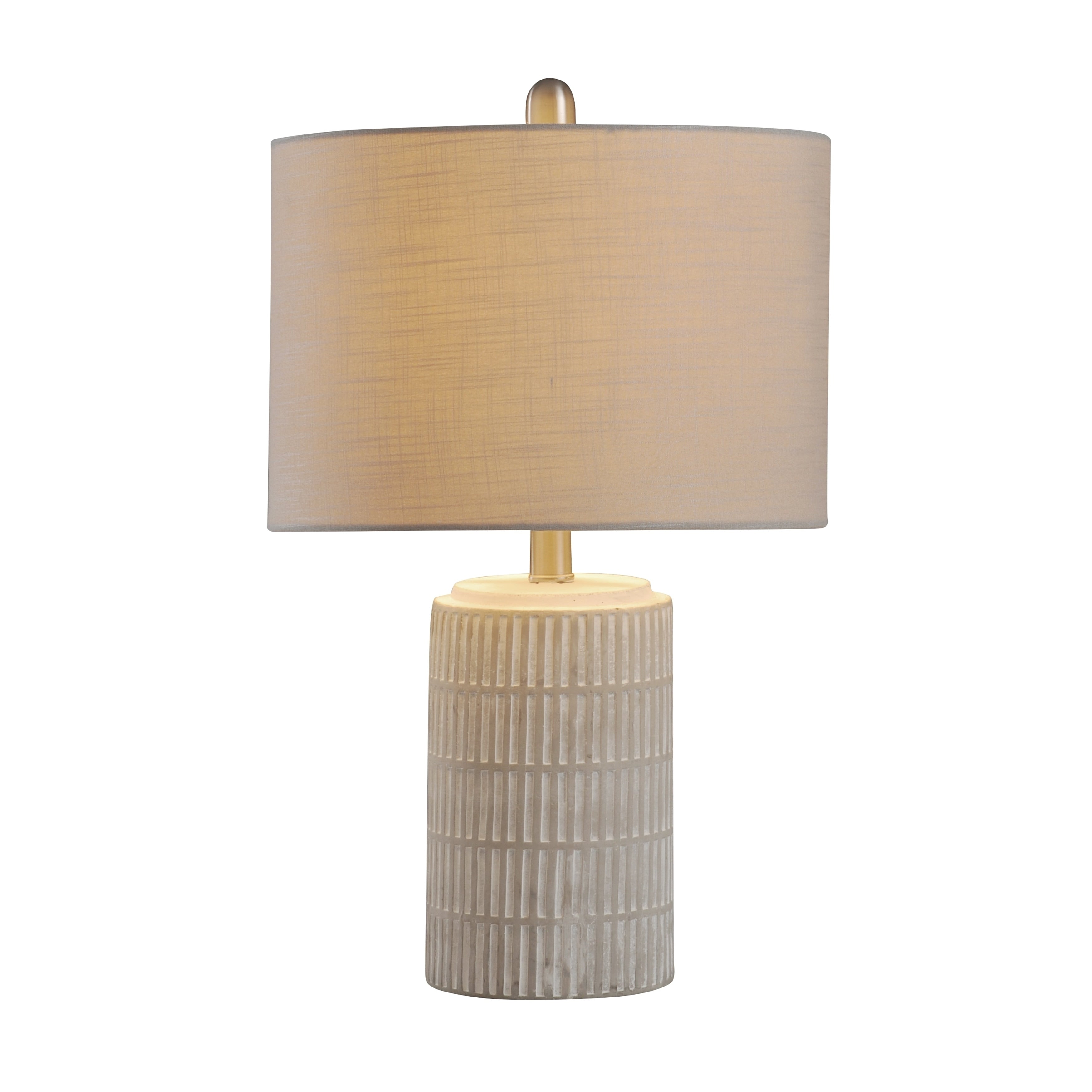 StyleCraft Joni Ceramic Table Lamp - Distressed Gray/White Finish - Heathered Light Gray Drum Shade