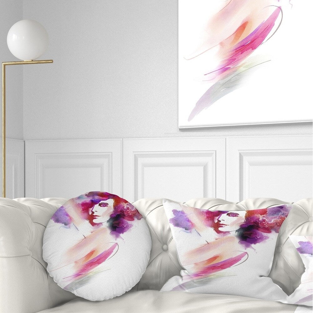 Designart 'Woman with Colors' Portrait Throw Pillow