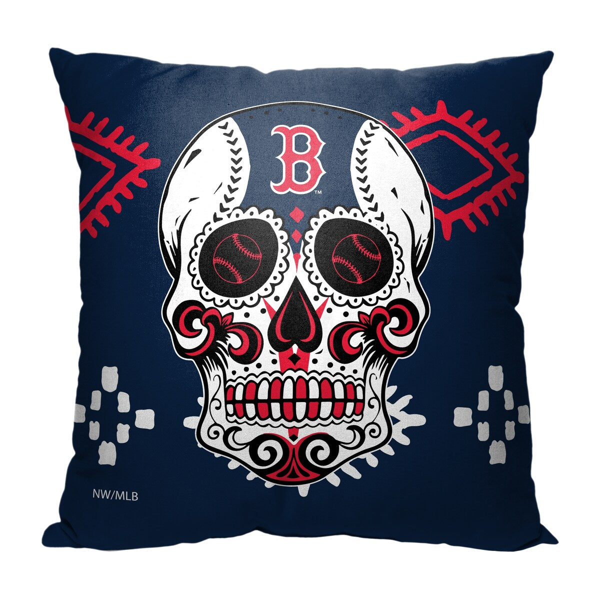 MLB Boston Red Sox Candy Skull 18 Inch Throw Pillow