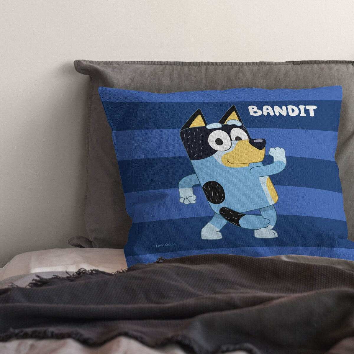 Bluey Roll Call Bandit Printed Throw Pillow - Blue