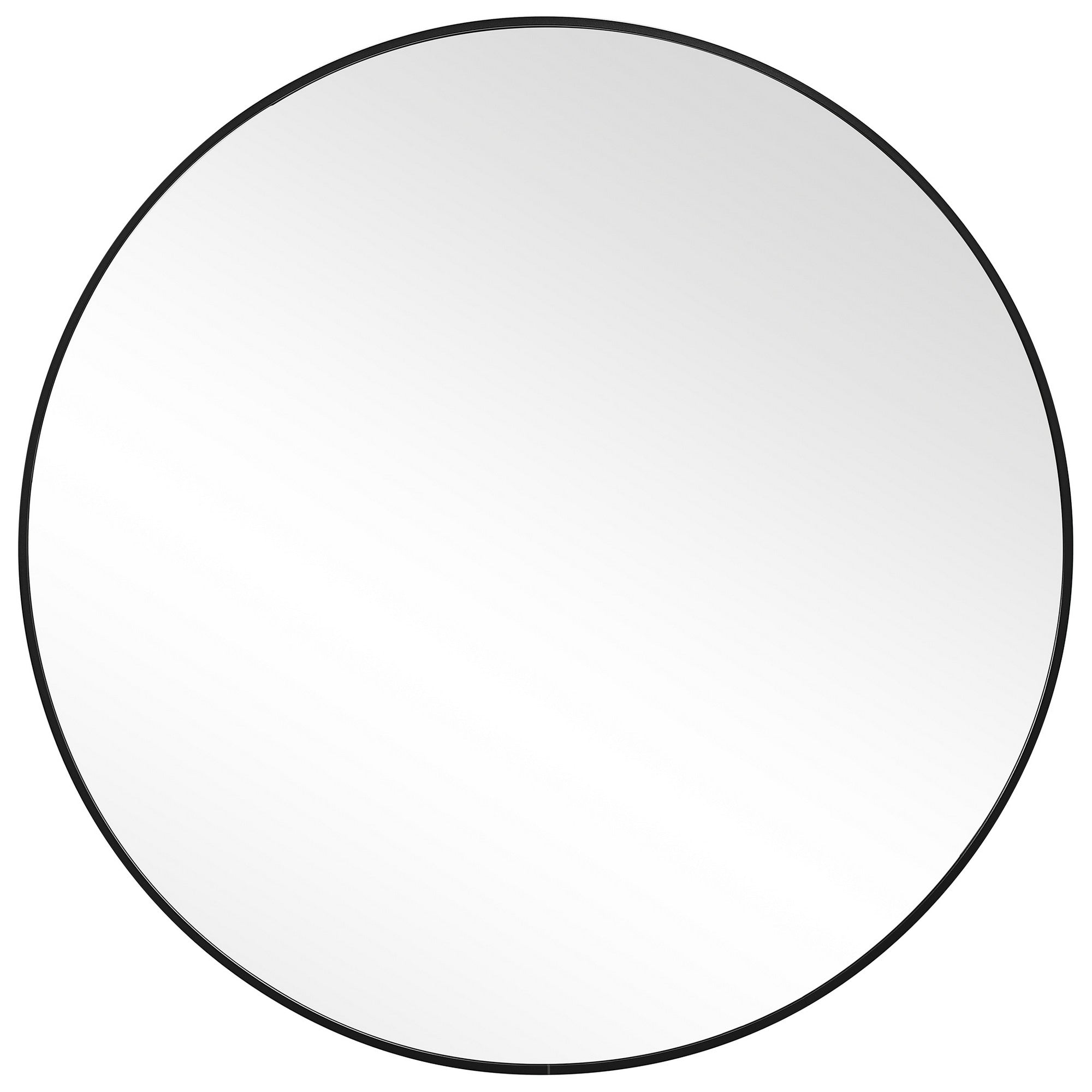 Round Shape Sleek Metal Frame Mirror, Black