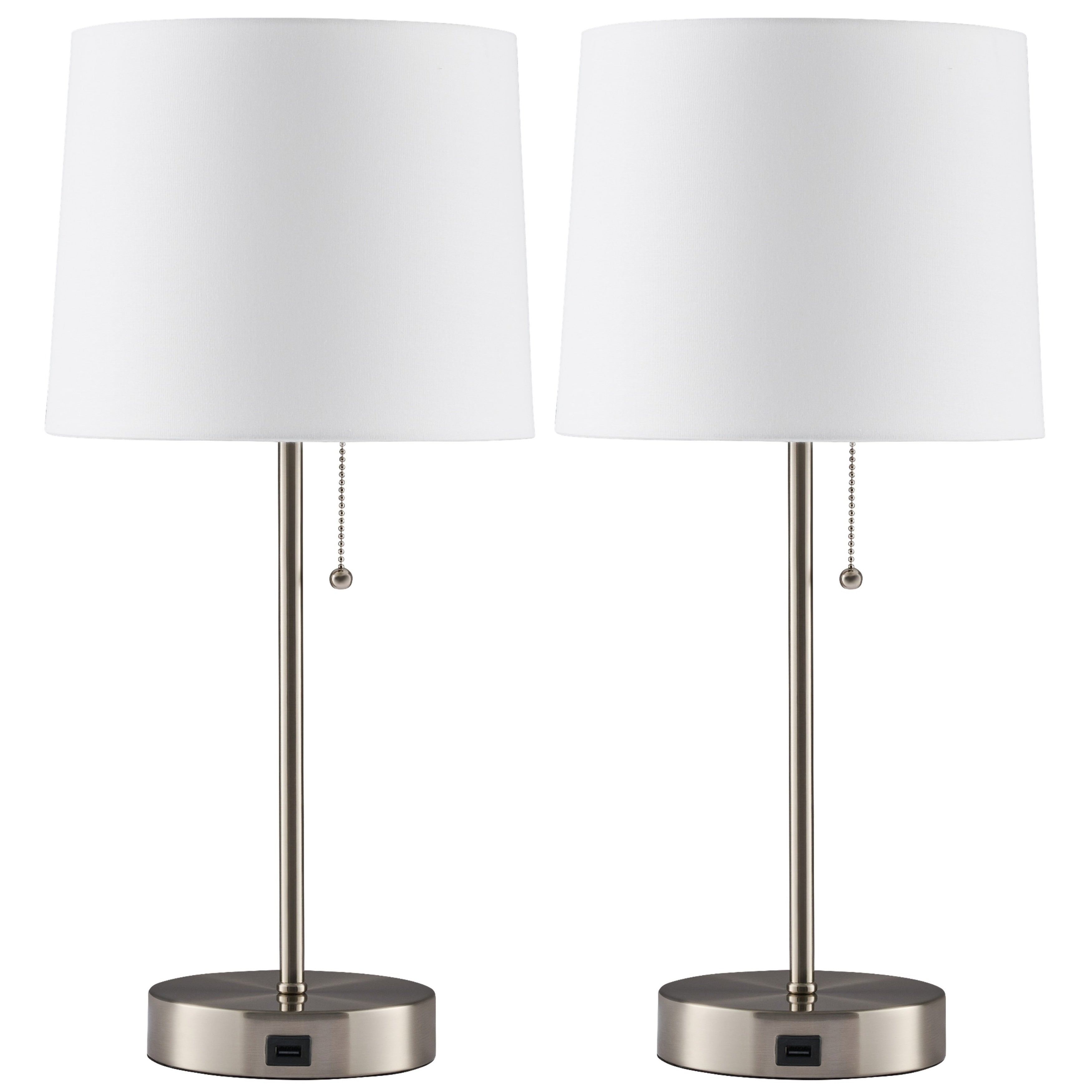 CO-Z Brushed Nickel Table Lamp with USB Set of 2