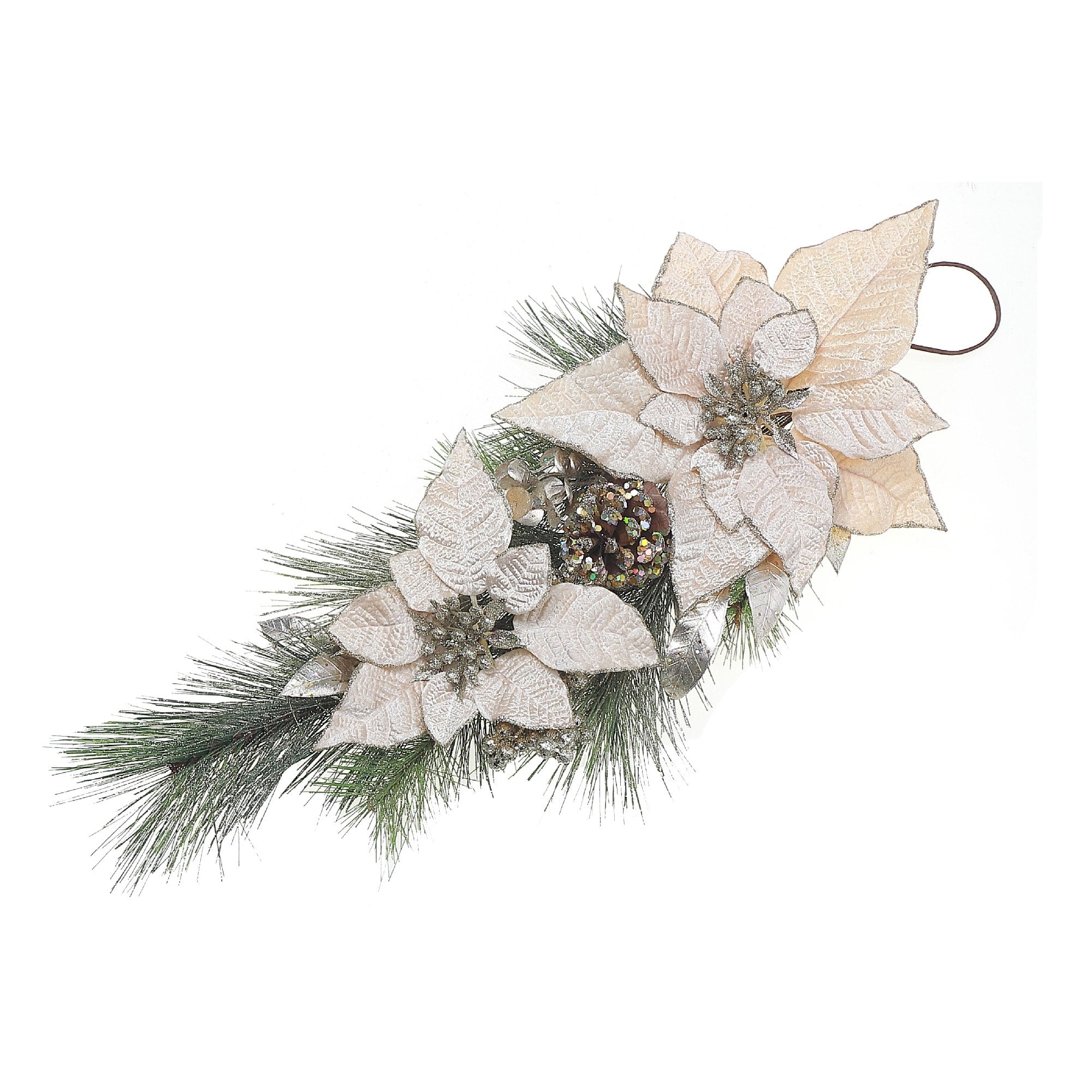 Poinsettia And Pinecone Door Hanger - Multi